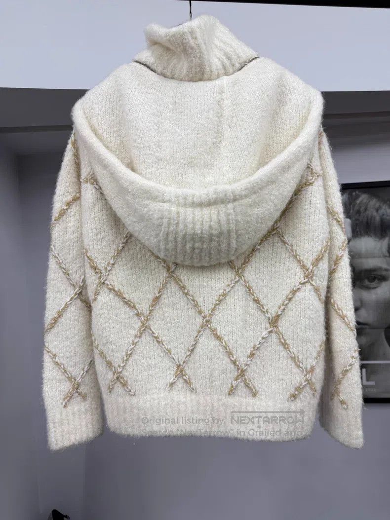 Chanel Chanel Ski series white diamond plaid cashmere jacket Size XXS / US 00 / IT 34 - 3 Thumbnail