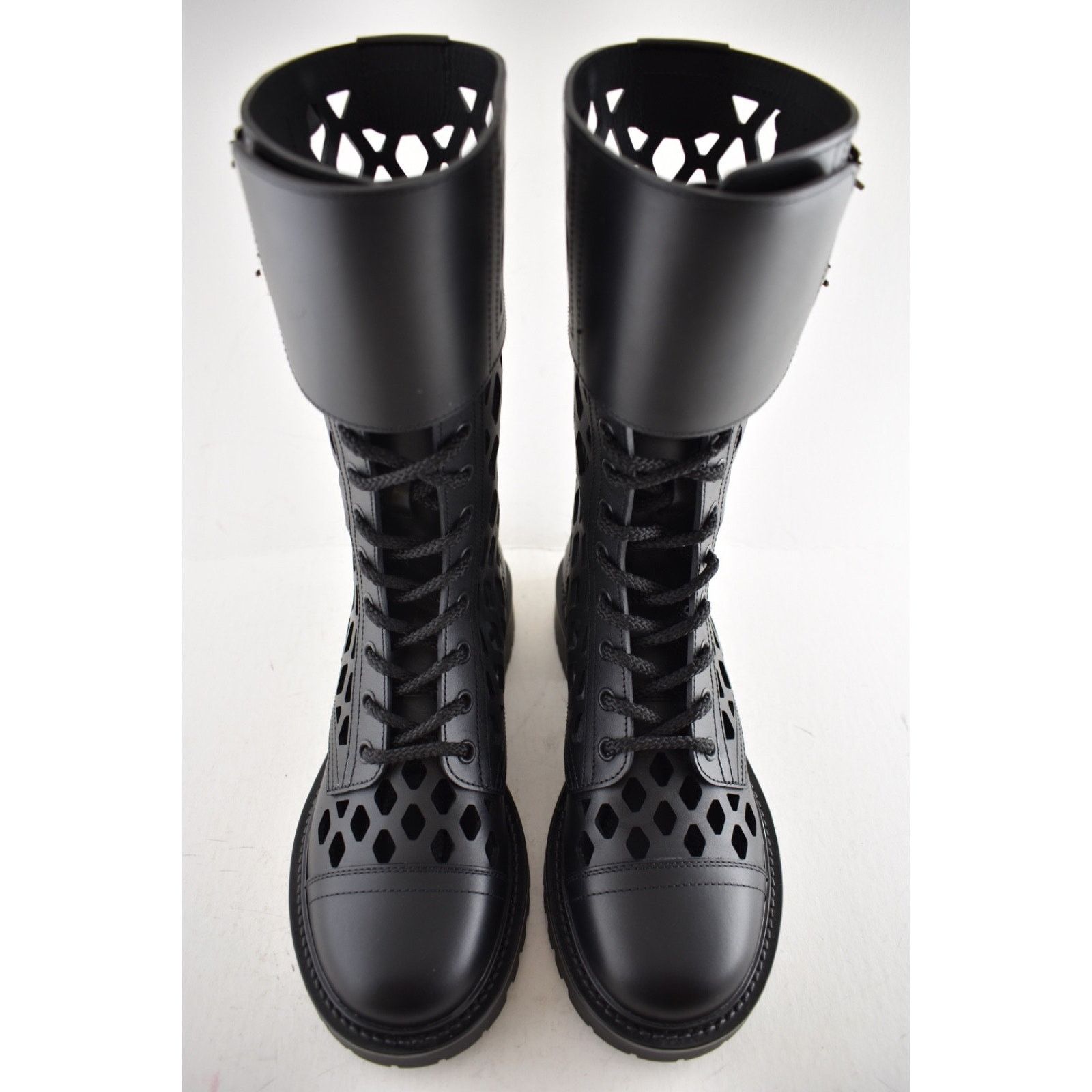 Dior Dior D-Trap Black Leather Cut Out Military Combat Lace Up Size US 6 / IT 36 - 10 Thumbnail