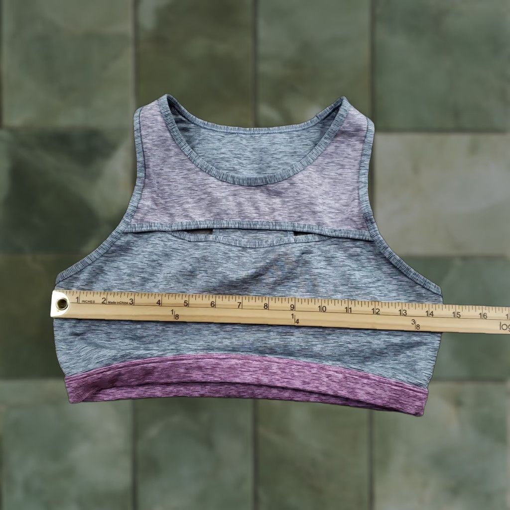Vintage GapFit Sports Bra Womens M Gray Pink Keyhole Racerback Yoga Stretch Size ONE SIZE - 1 Thumbnail