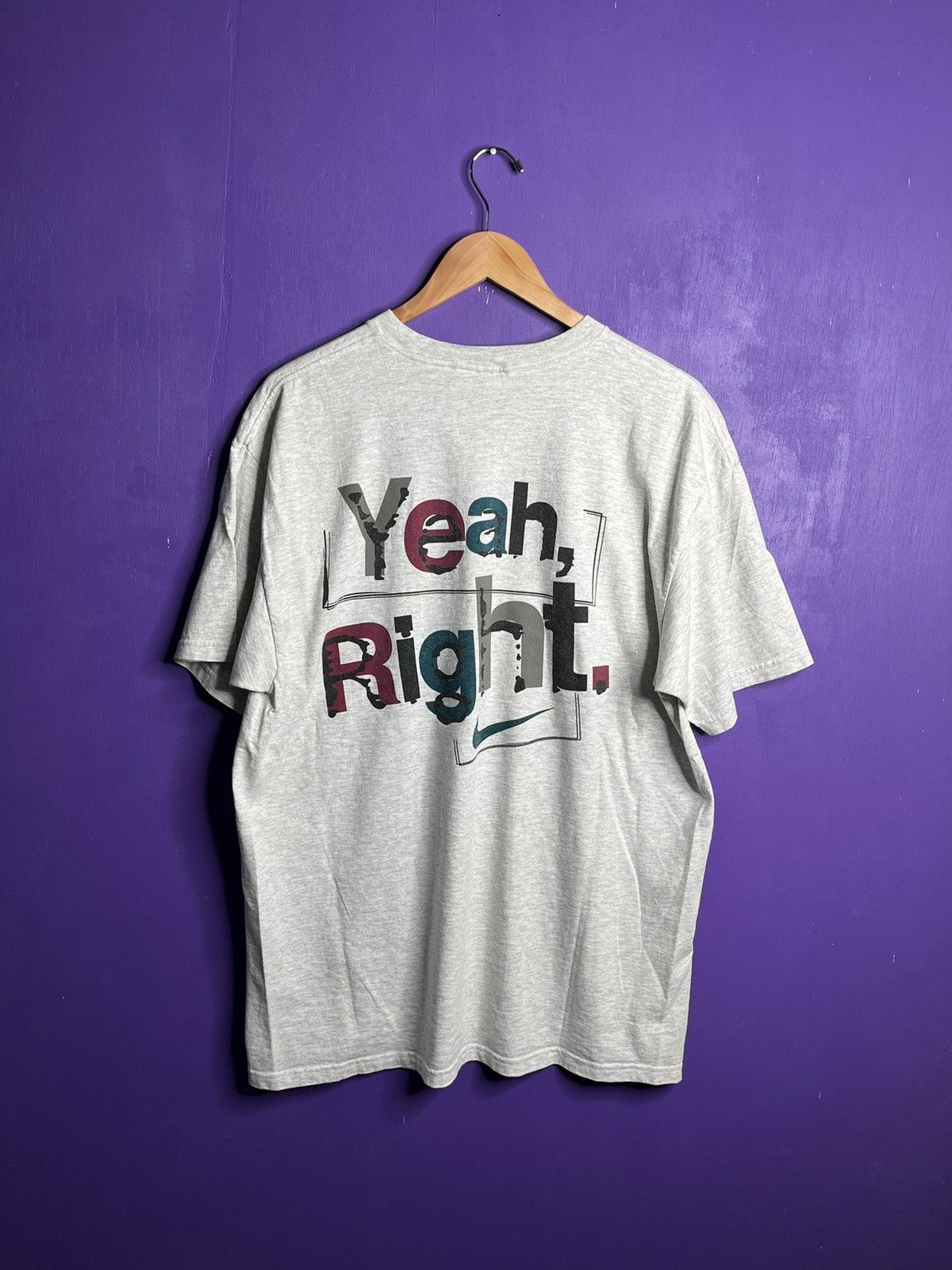 Nike × Vintage Vintage 90s Nike yeah right women’s t-shirt Size US L / EU 52-54 / 3 - 2 Thumbnail