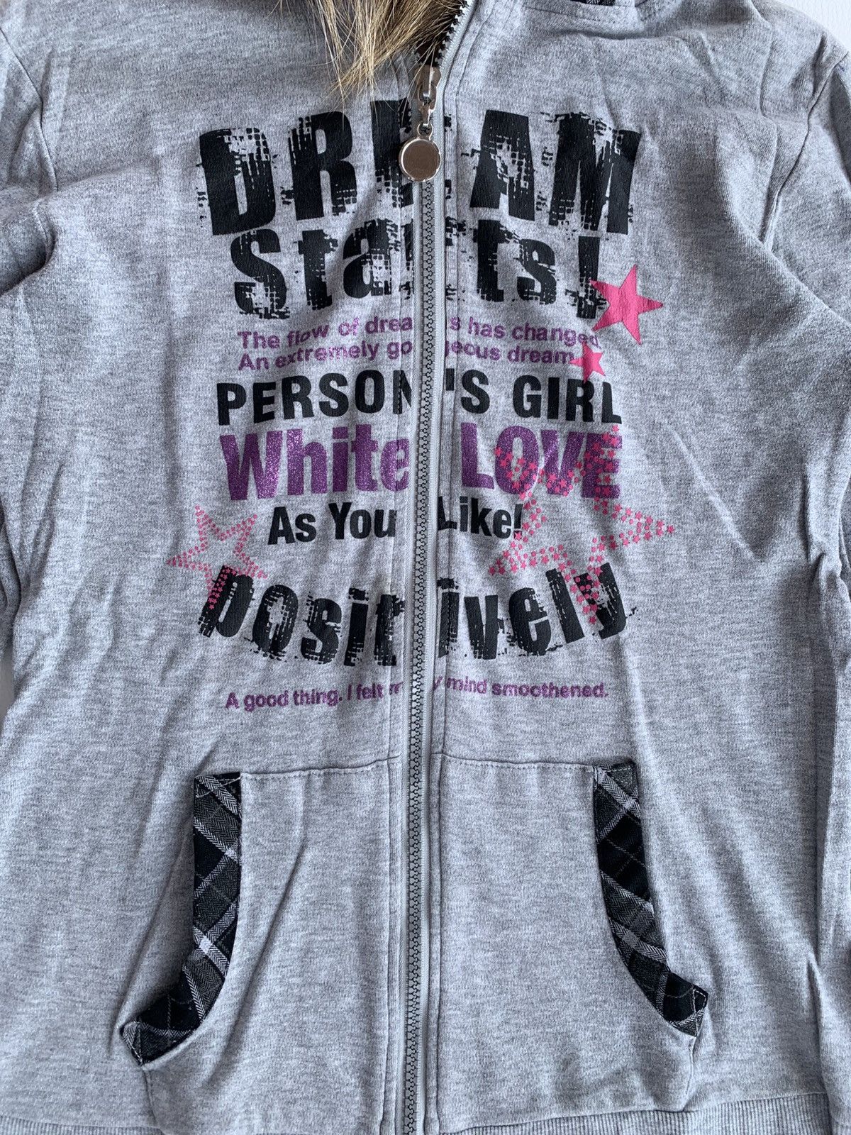 Other Crazy Persons Girl White Love Poem Zip Fur Hood Size S / US 4 / IT 40 - 3 Thumbnail