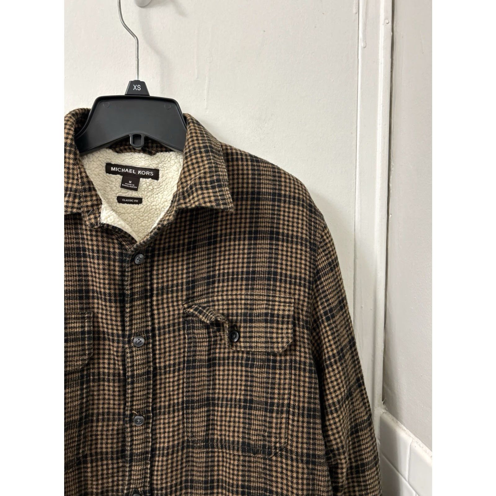Michael Kors Michael Kors Shirt Jacket Mens M Brown Plaid Sherpa Lined Classic, Button, Pockets, Collared, Mid-Length Jacket, Casual, Fall Winter, Polyester, 28” Size US M / EU 48-50 / 2 - 4 Thumbnail
