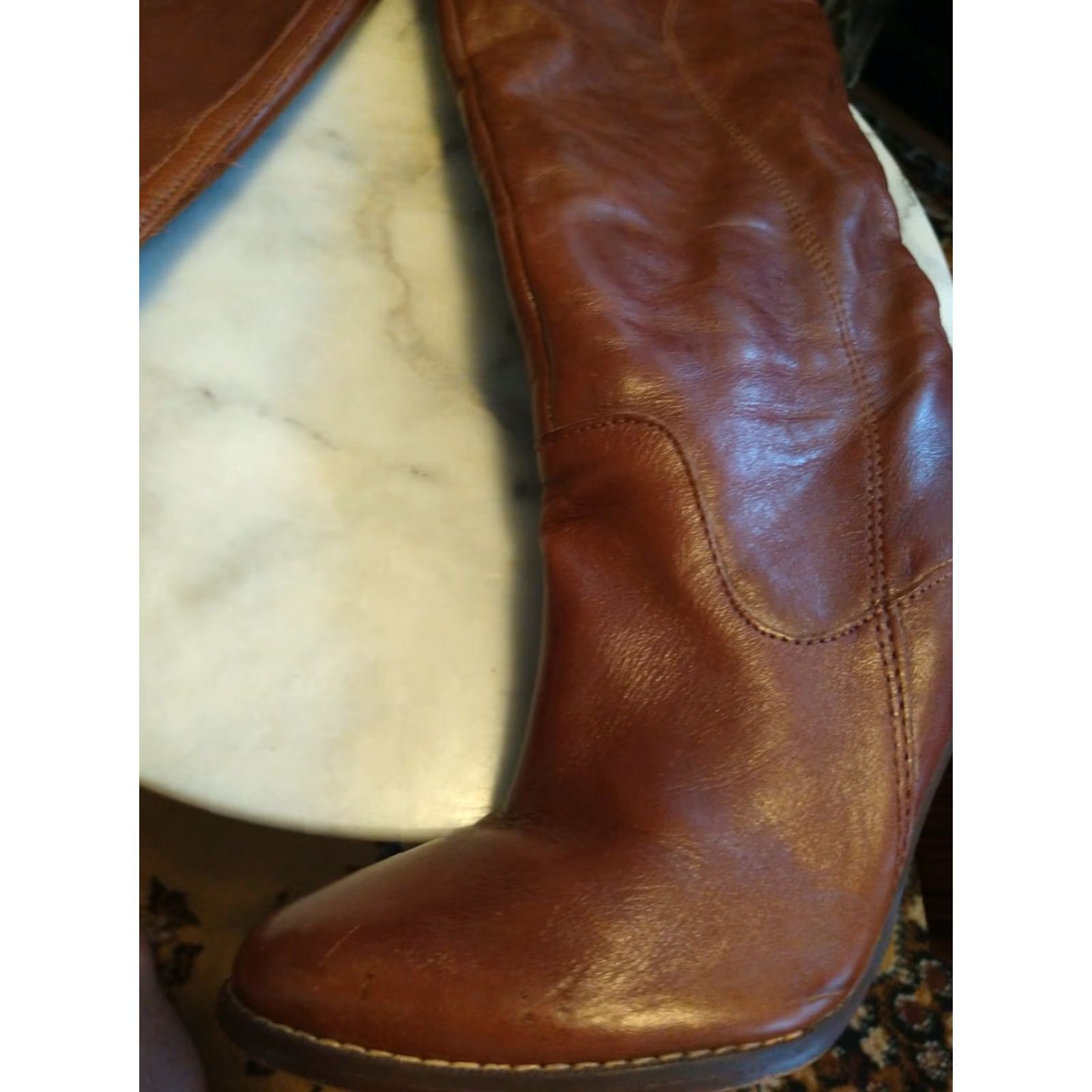 Vintage Audrey Brooke Boots Women's Long High Boot Brown Leather Size 6m, Leather Upper, Leather Outsole, Biker Style, - Mens/Womens? Size US 6 / IT 36 - 2 Thumbnail