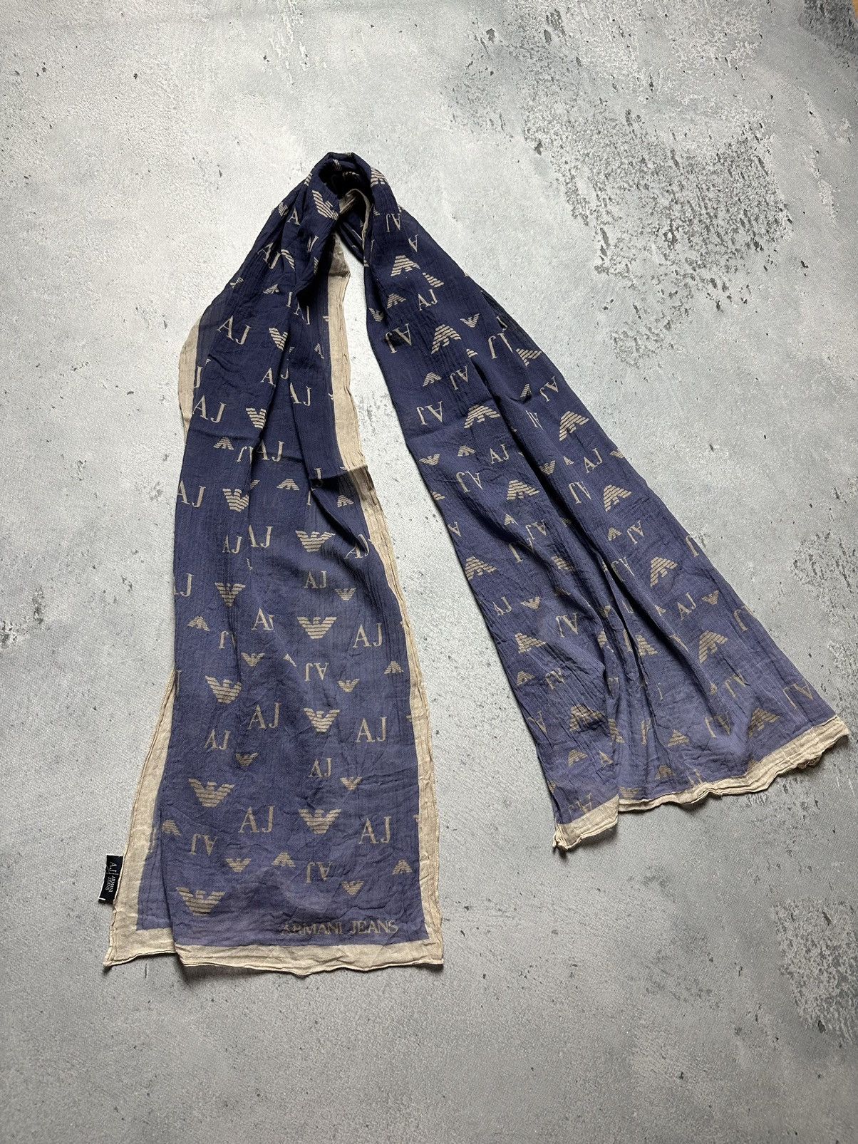 Armani 🔥LASTDROP🔥166x60cm Giorgio Armani Jeans Monogram Scarf Size ONE SIZE - 11 Thumbnail