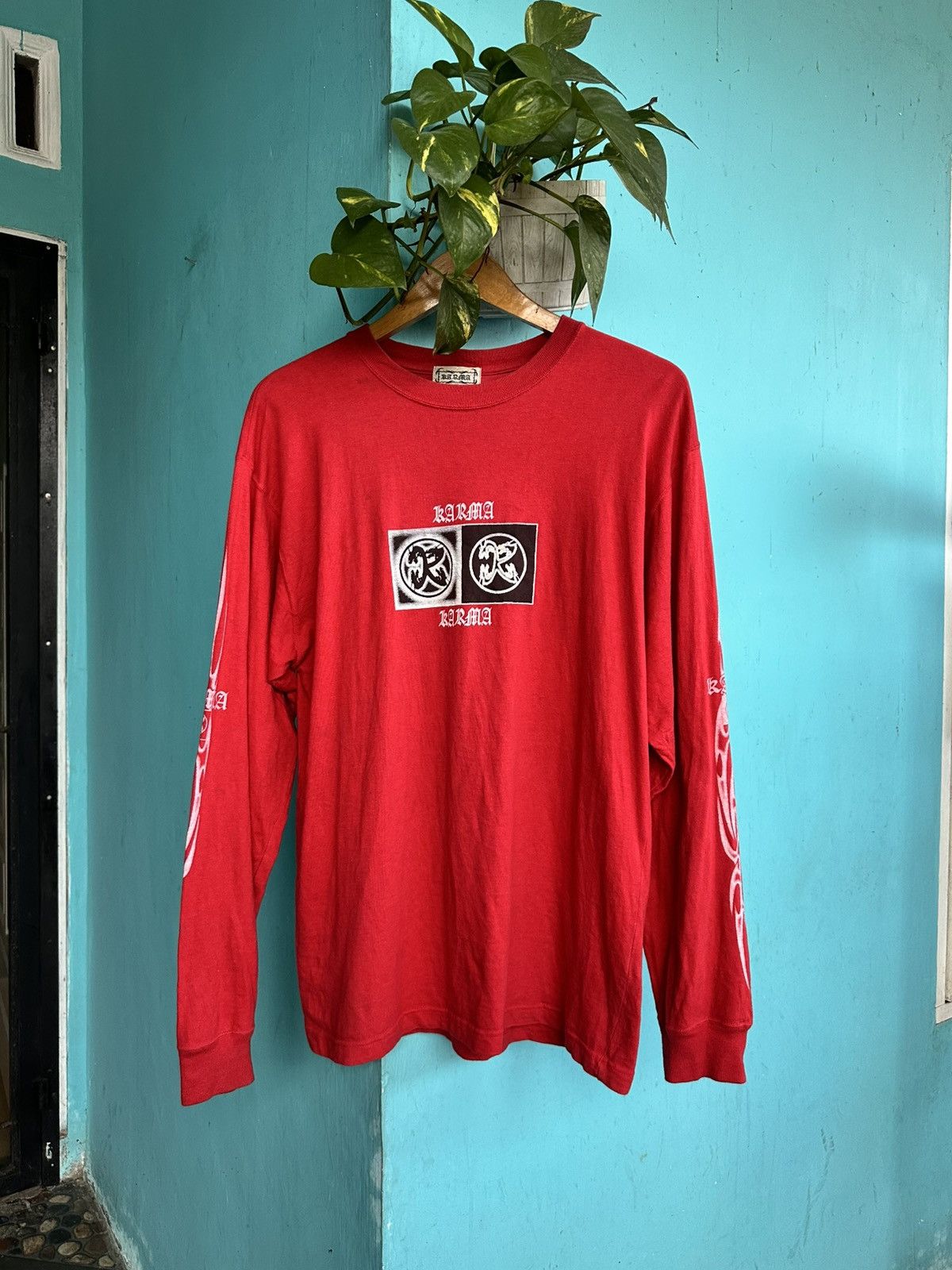 Japanese Brand Vintage Karma Japanese Brand Long Sleeve Size US L / EU 52-54 / 3 - 1 Thumbnail