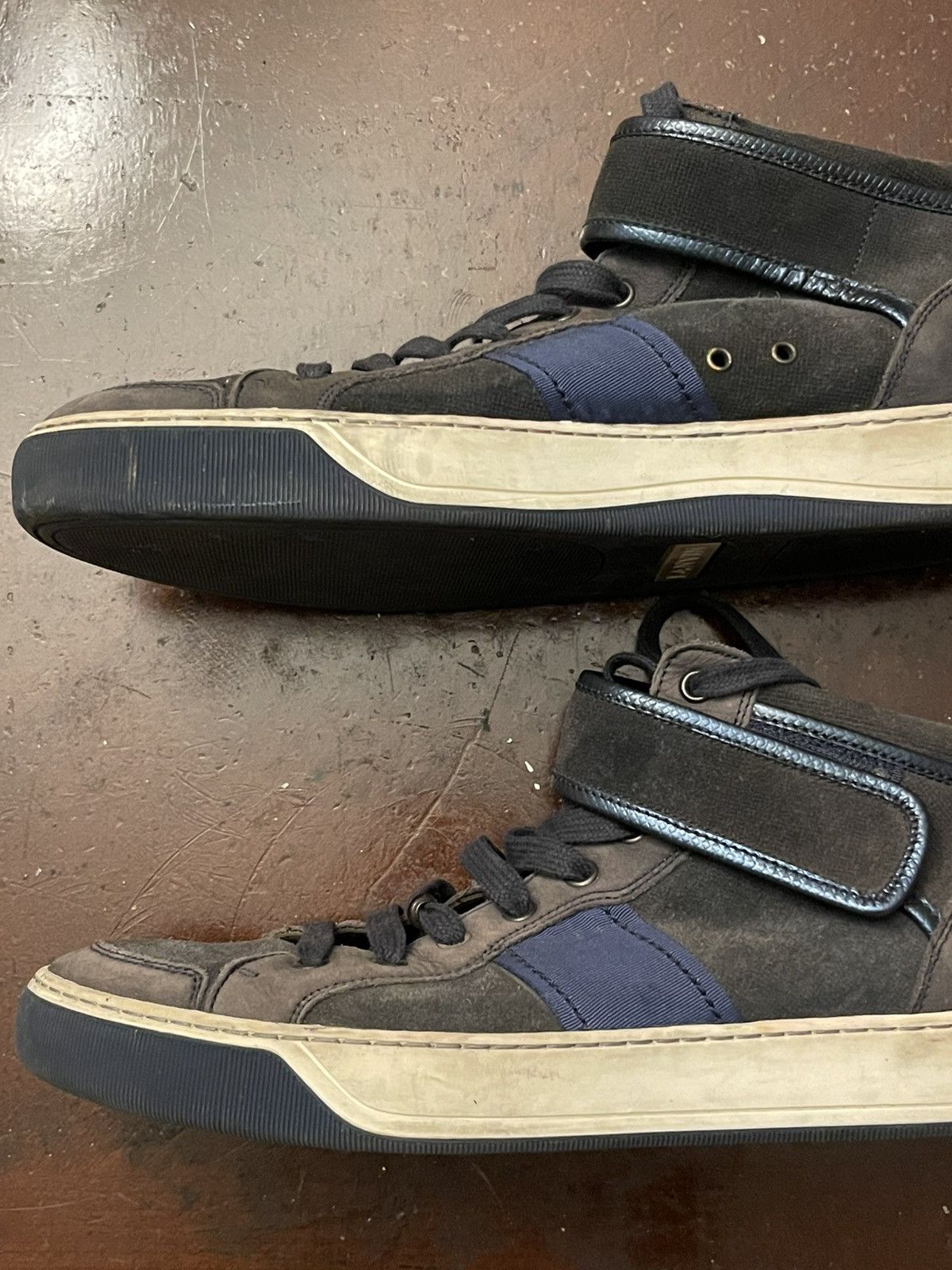Lanvin Lanvin Mens Size 8 High Top Strap Sneakers Black Suede Size US 8 / EU 41 - 9 Thumbnail