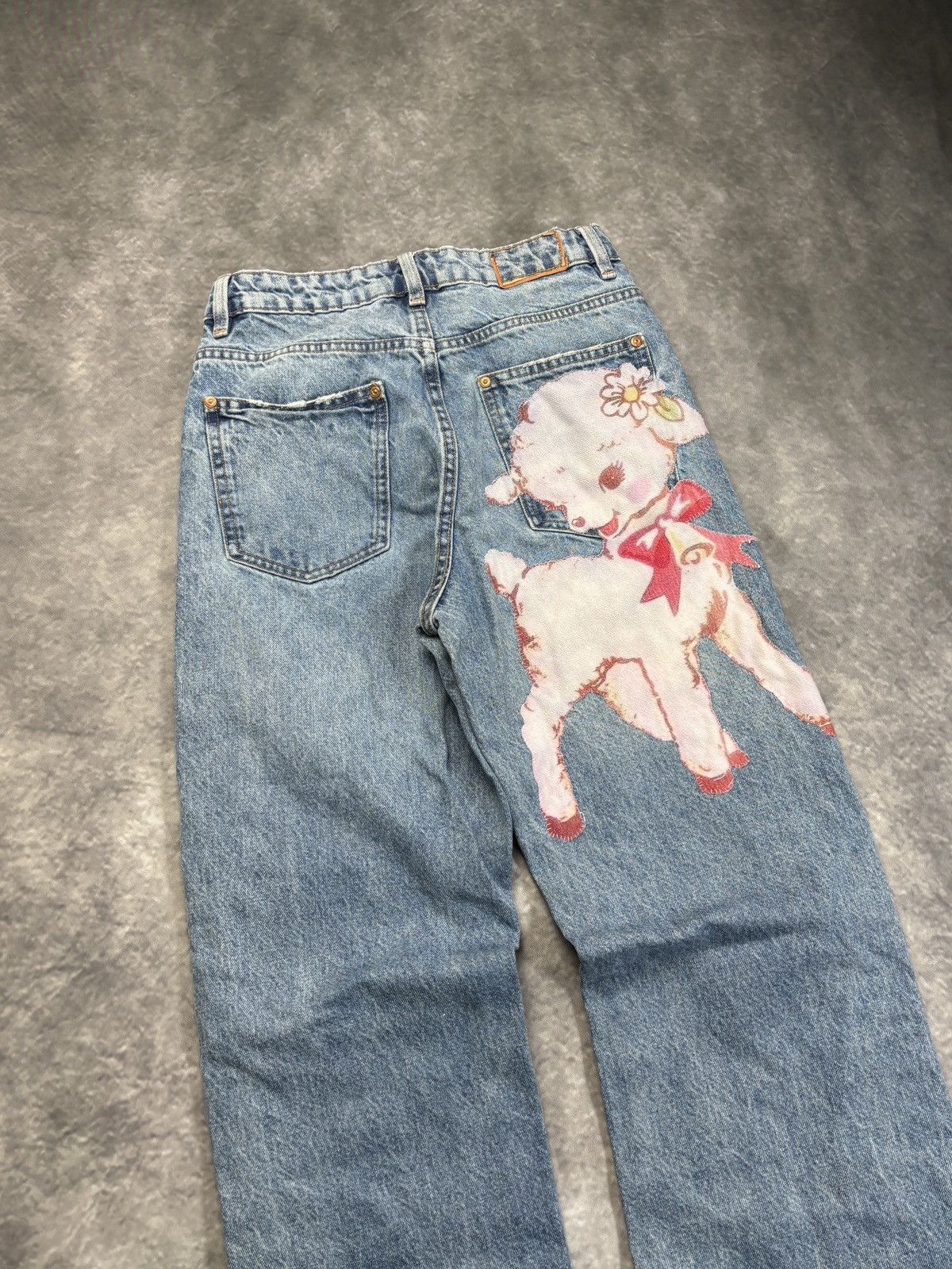 Jean × Vintage Custom Patchwork Denim Jeans Vintage Lamb Cute Y2K Patch 30 Size 26" / US 2 / IT 38 - 15 Thumbnail