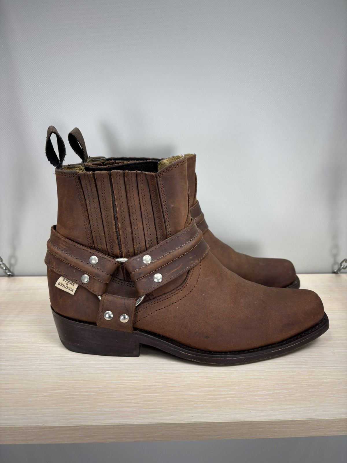 Stars & Stripes Mens leather boots Stars Stripes Size 39 Color Brown Size US 6.5 / EU 39-40 - 5 Thumbnail