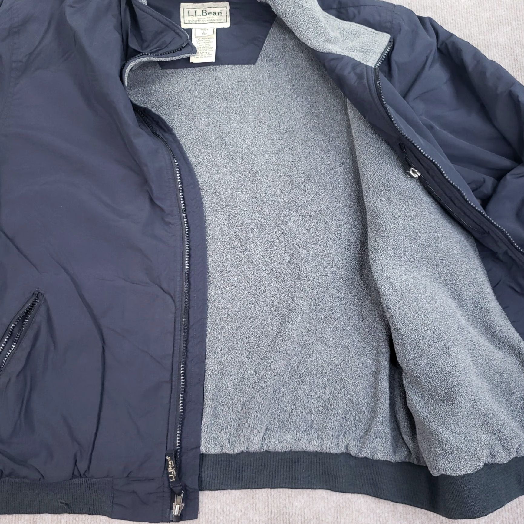 Vintage LL Bean Fleece Lined Mens Navy Blue Full Zip Long Sleeve Mock Neck Jacket Large Size US L / EU 52-54 / 3 - 7 Thumbnail