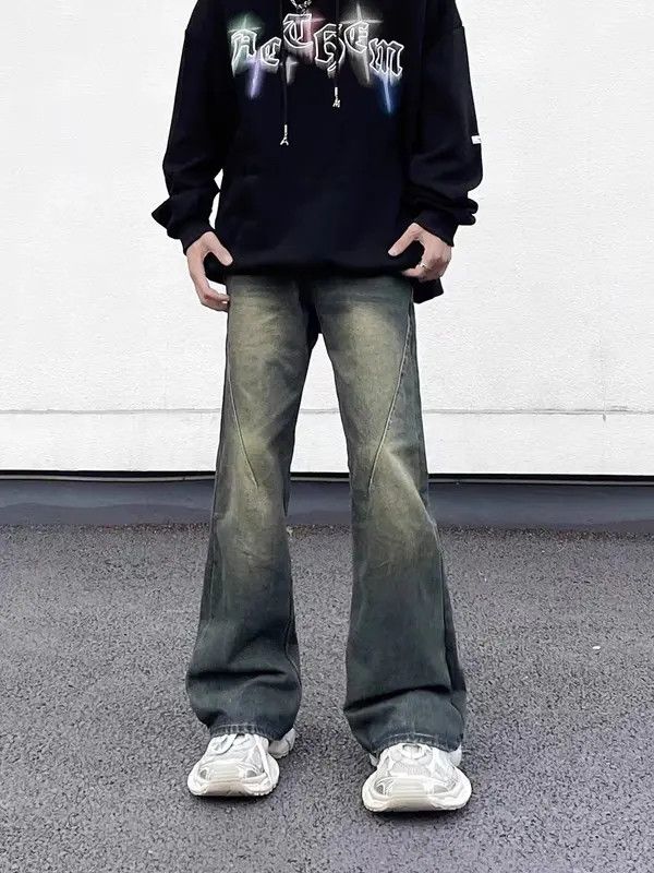 VIBE Retro high street draped micro-flared loose jeans Size US 33 - 4 Thumbnail