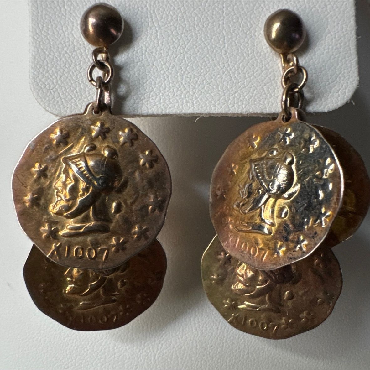 Vintage Vintage Dangling Coin X1007 Clip on Earrings Size ONE SIZE - 3 Thumbnail