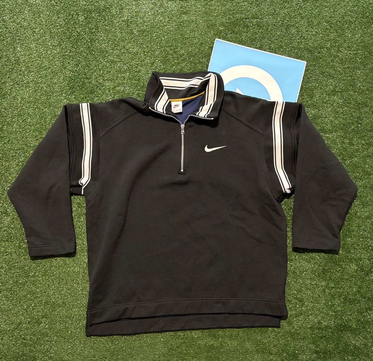 VINTAGE RARE NIKE SWOOSH QUARTER ZIP TEDDY PULLOVER