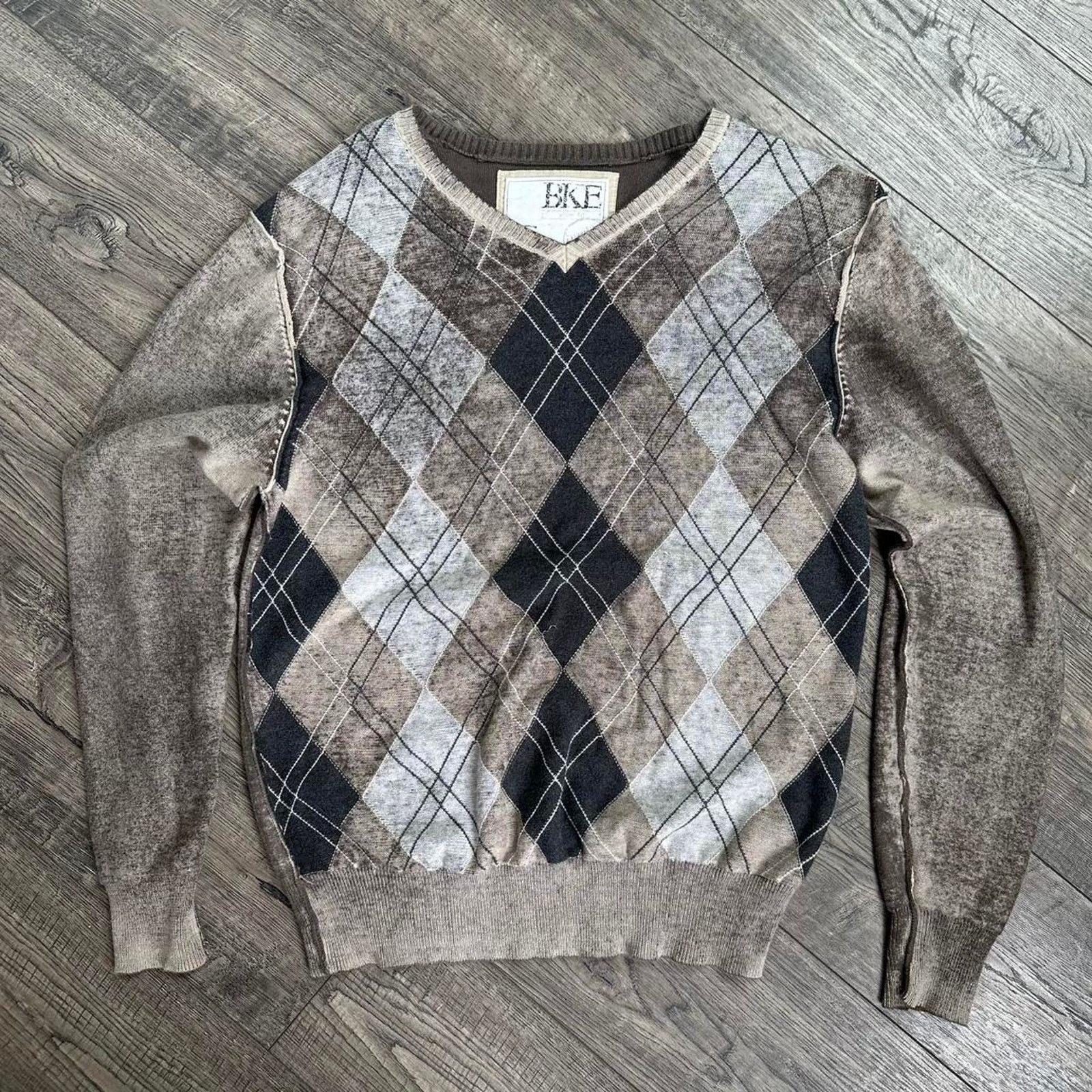 BKE Vintage Y2K BKE Grunge Preppy Overdyed Argyle Plaid Sweater Size S / US 4 / IT 40 - 3 Thumbnail
