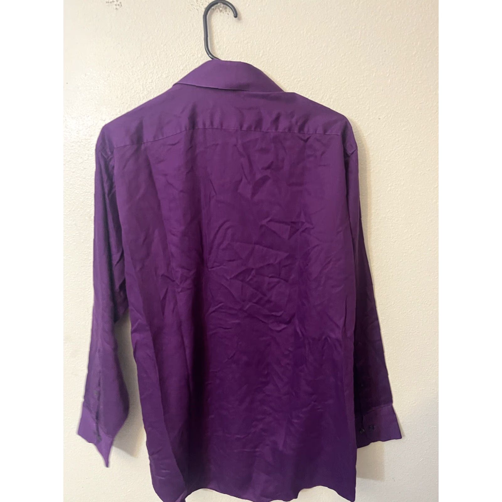 Geoffrey Beene Geoffrey Beene Mens Button-Up Dress Shirt 16 Purple Cotton Polyester Solid Long Sleeve Button-Down Size 42R - 2 Thumbnail