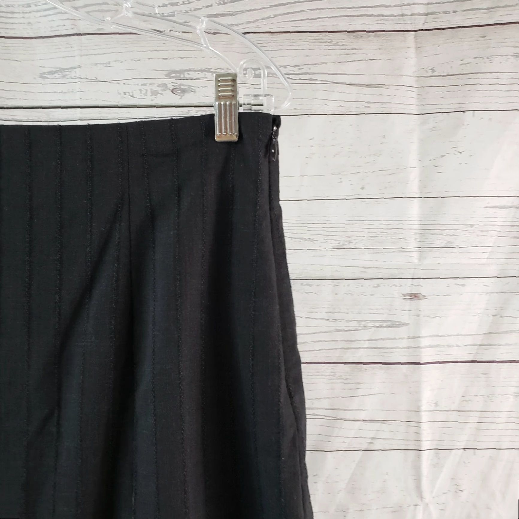 Theory Theory Skirt Woman Knee Length Charcoal Gray Wool Blend Side Zip 12 Size 34" / US 12 / IT 48 - 2 Thumbnail