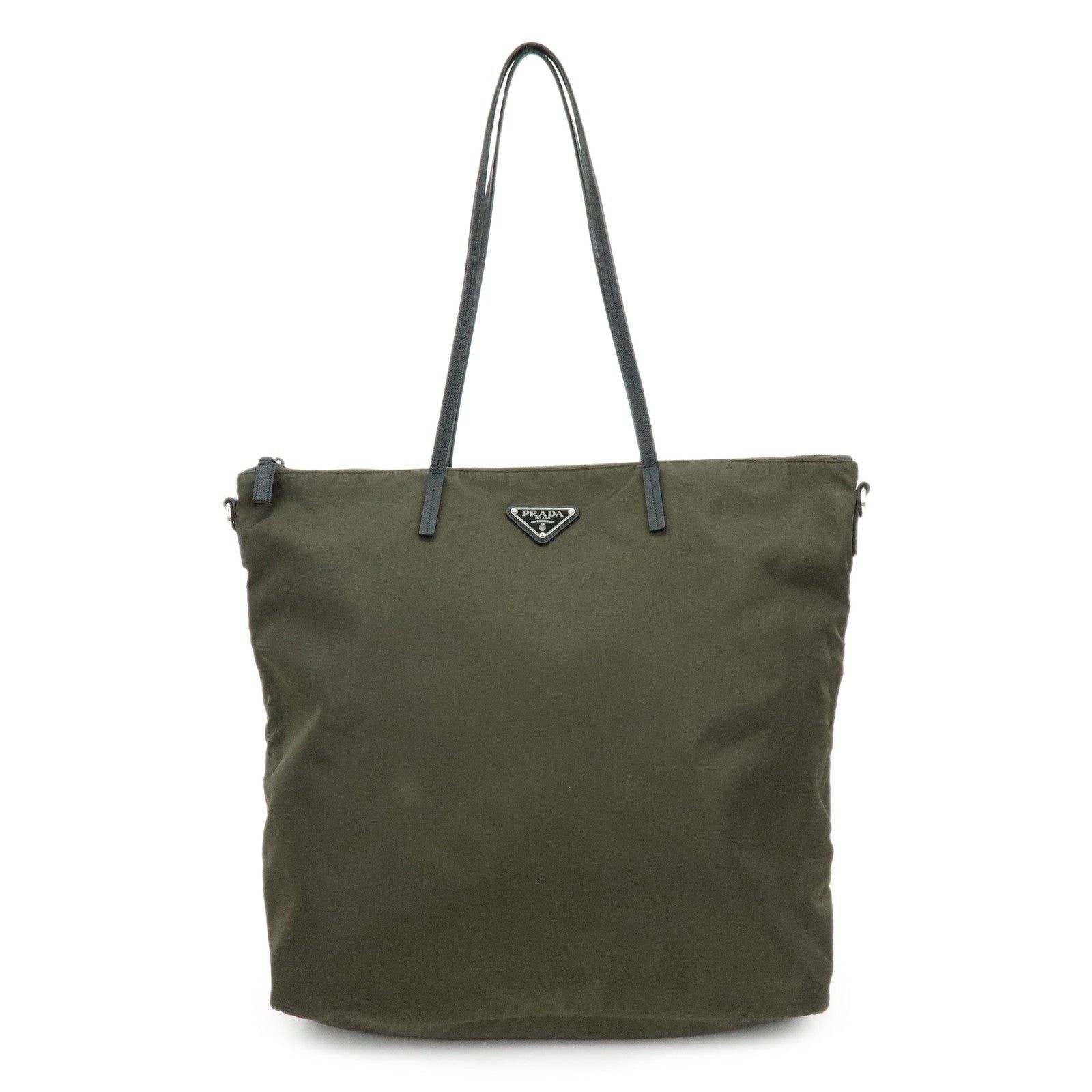 Prada Prada Triangle Logo Nylon Tote Green Size ONE SIZE - 1 Thumbnail