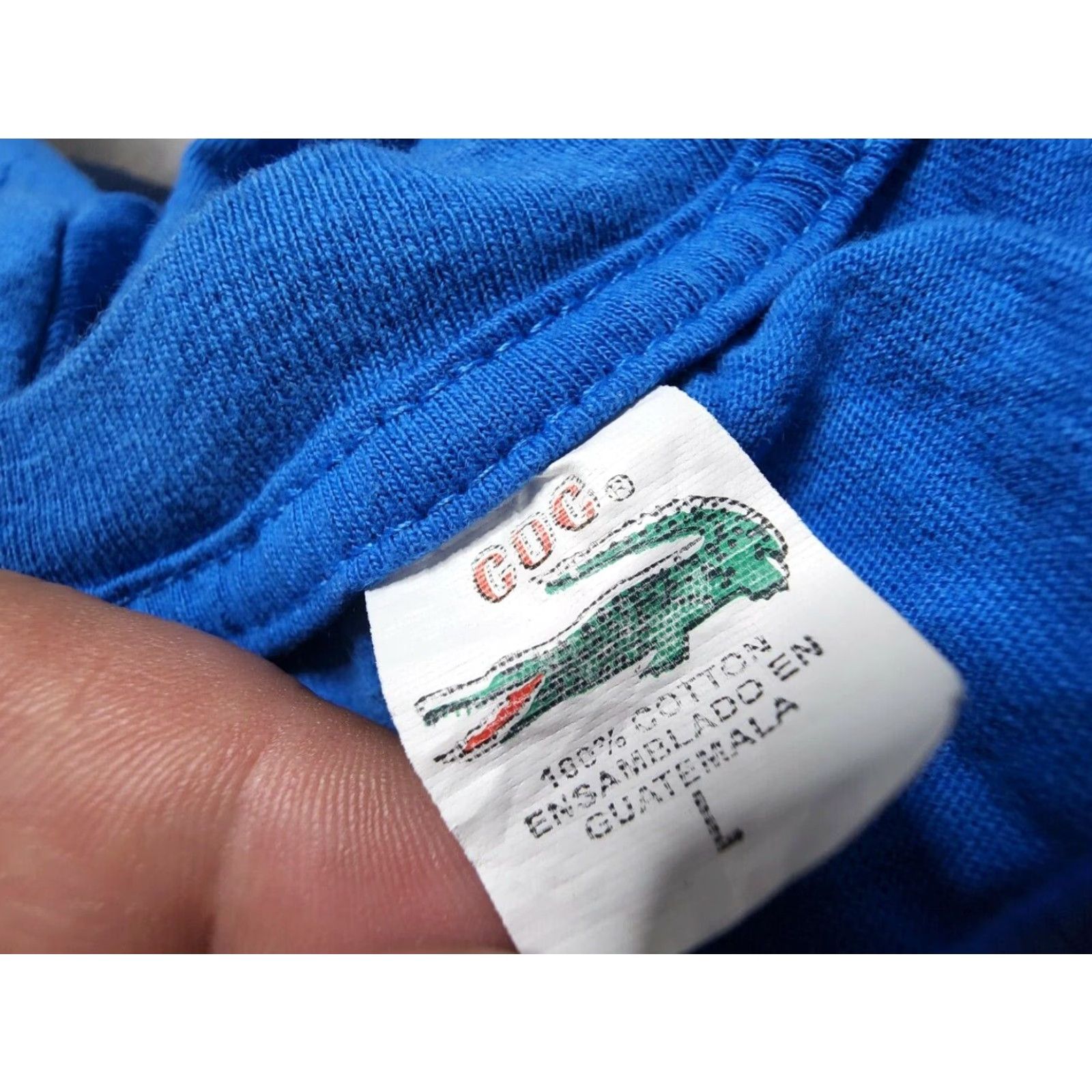 Vintage VINTAGE COC T-Shirt Men Shirt L Blue 1990s Gospel Jesus Guatemala Short Sleeve Crew Neck Religious Size US L / EU 52-54 / 3 - 3 Thumbnail
