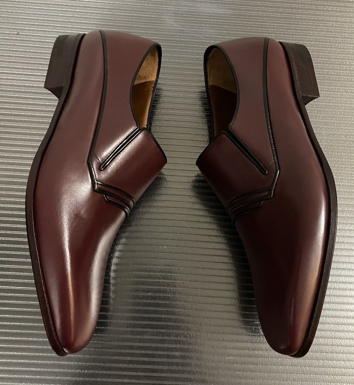 Testoni a.testoni 🇮🇹 wine de luxe leather piped vamp slip on 7 NEW Size US 7 / EU 40 - 7 Thumbnail