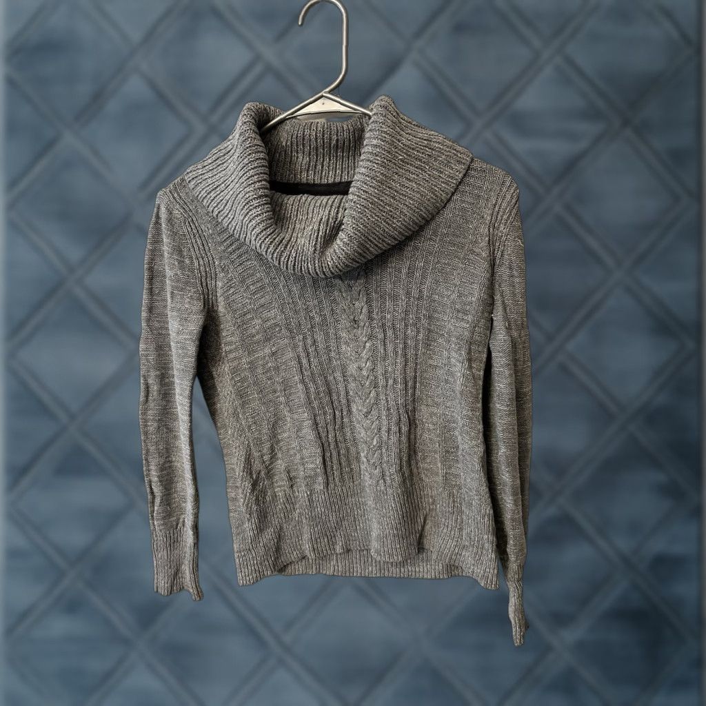 DKNY DKNY Jeans Long Sleeve Cowl Neck Cotton Blend Sweater Women Size PS Petite Gray Size S / US 4 / IT 40 - 1 Thumbnail