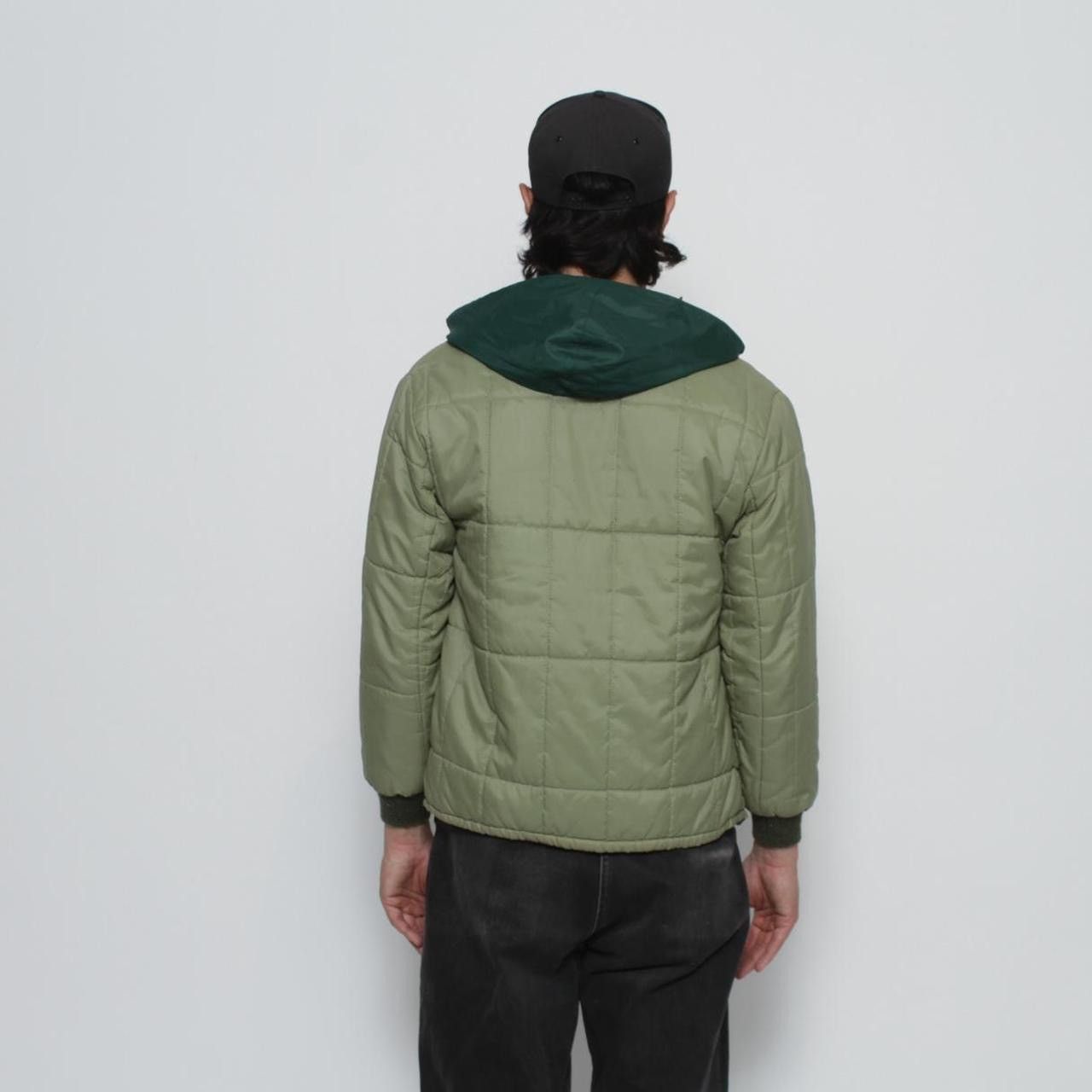 Vintage 70S LIGHT GREEN AND DARK GREEN ZIP UP QUILTED JACKET Size US S / EU 44-46 / 1 - 3 Thumbnail