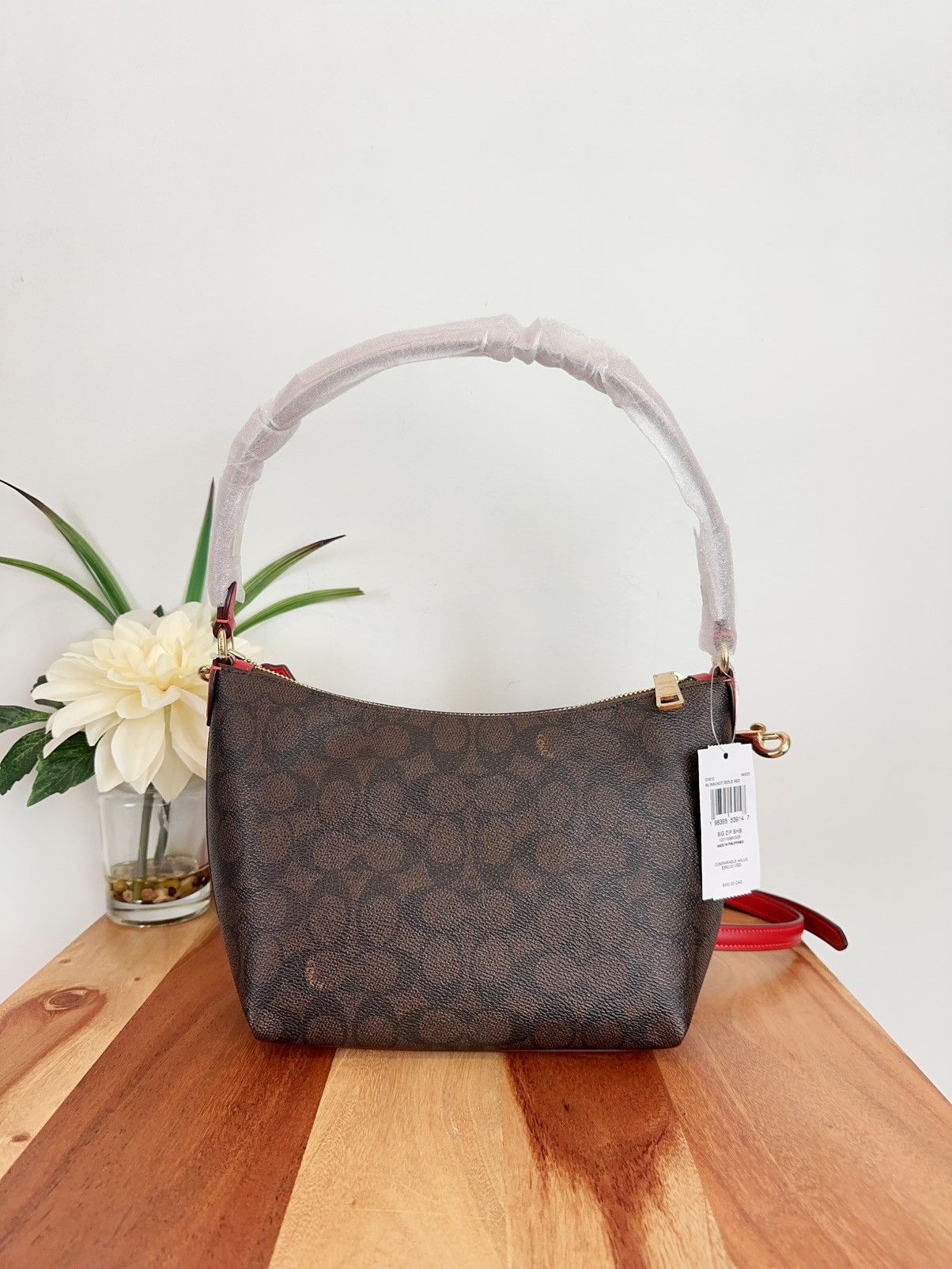 Coach NWT Coach Zip Top Shoulder Bag In Signature Canvas Size ONE SIZE - 4 Thumbnail