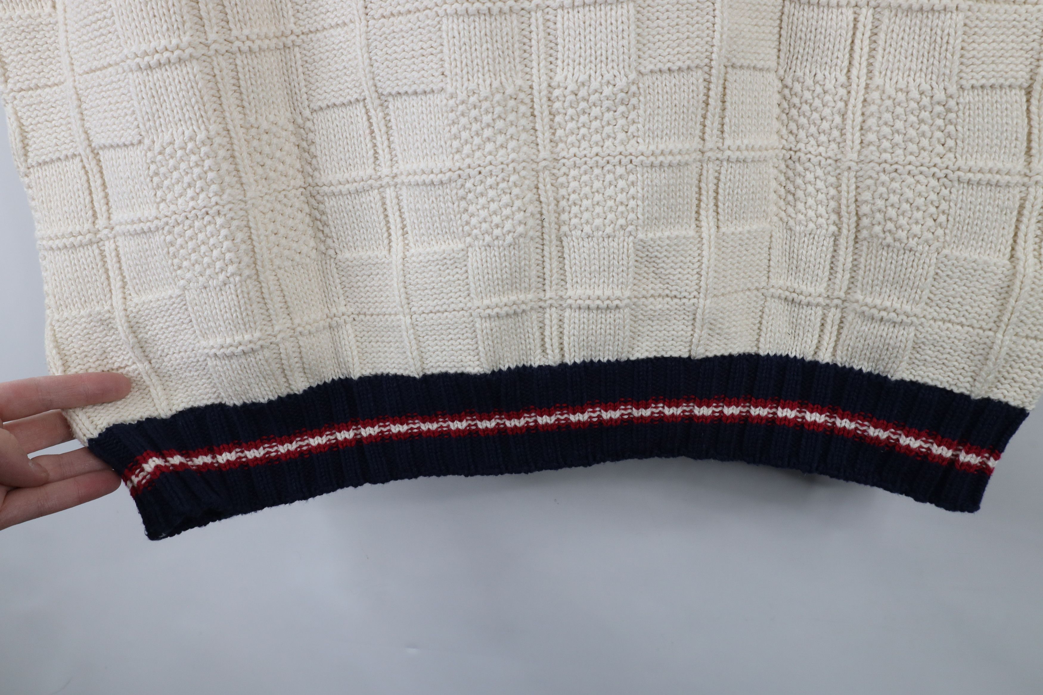 Lands' End × Vintage Vintage 90s Lands End Cotton Knit V-Neck Sweater Vest USA Size US L / EU 52-54 / 3 - 6 Thumbnail