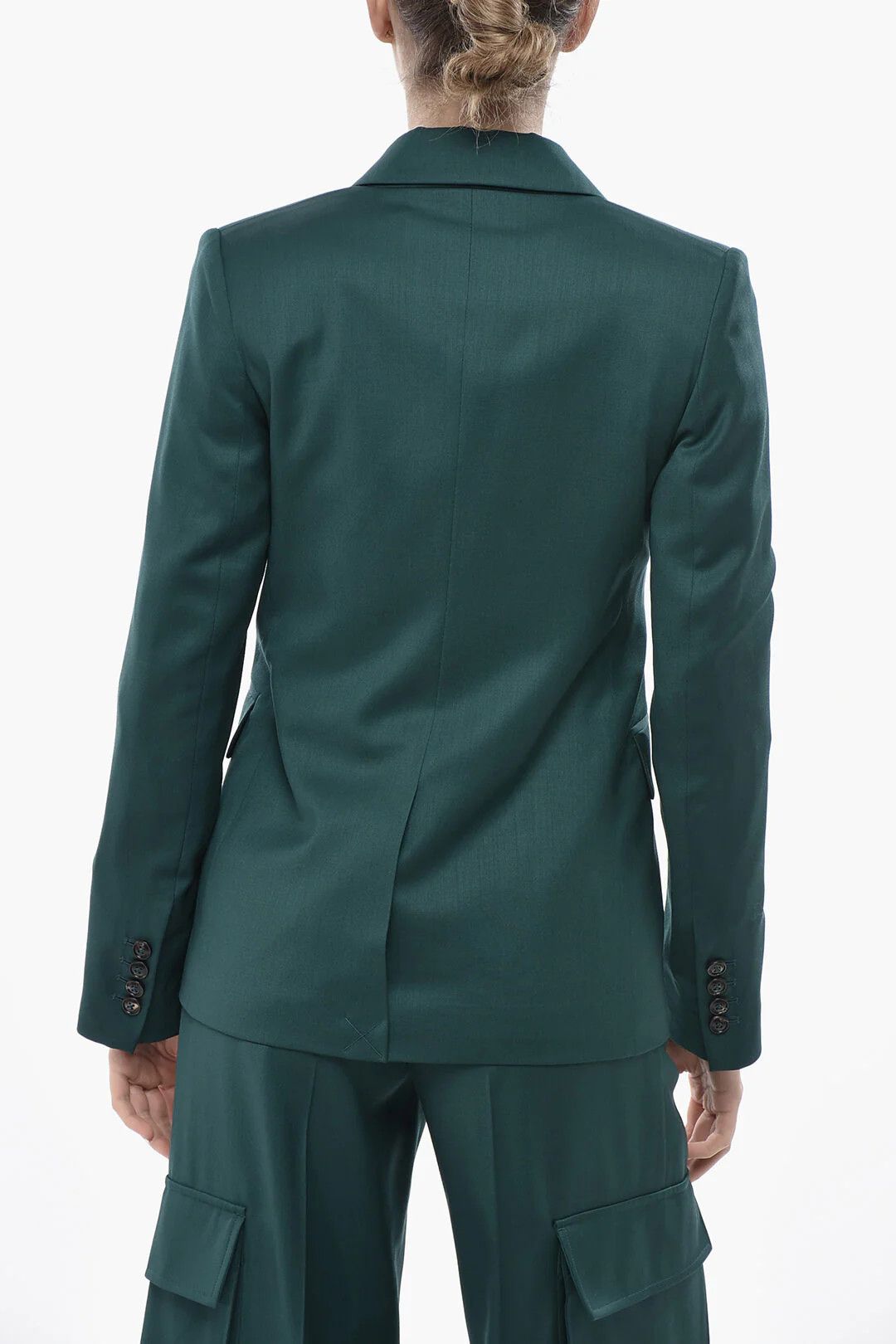 Amiri og1mm0426 Wool Double-Breasted Blazer in Green Size XS / US 0-2 / IT 36-38 - 2 Thumbnail