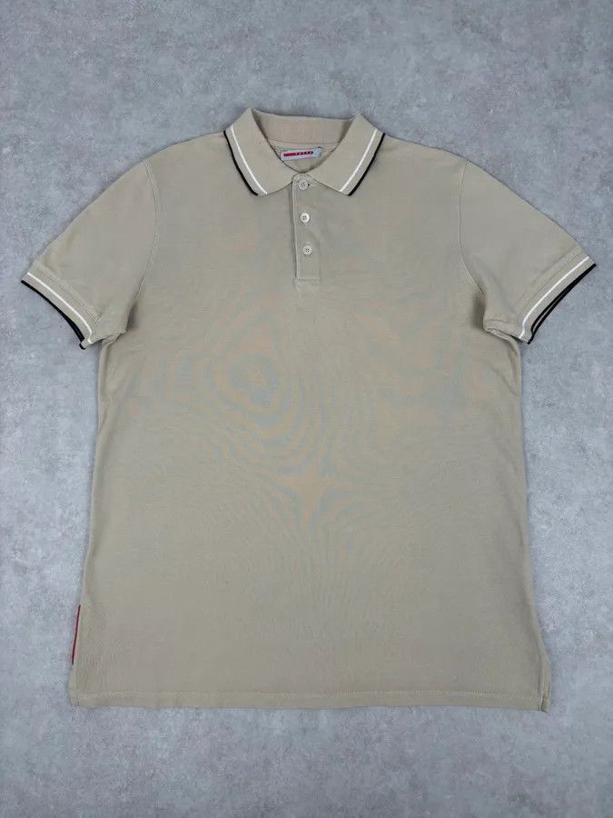 Prada 2000s Prada Beige Linea Rossa Contrast Trim Polo Size US S / EU 44-46 / 1 - 1 Thumbnail