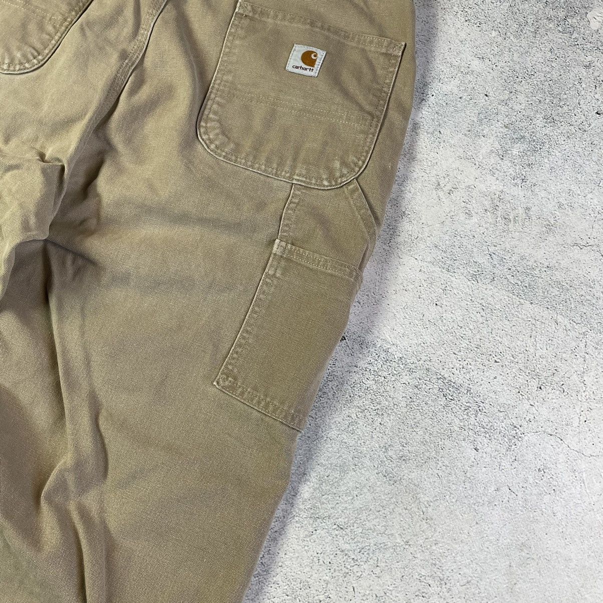 Carhartt × Vintage VTG CARHARTT BEIGE CANVAS DOUBLE KNEE CARPENTER PANTS Size US 34 / EU 50 - 14 Thumbnail