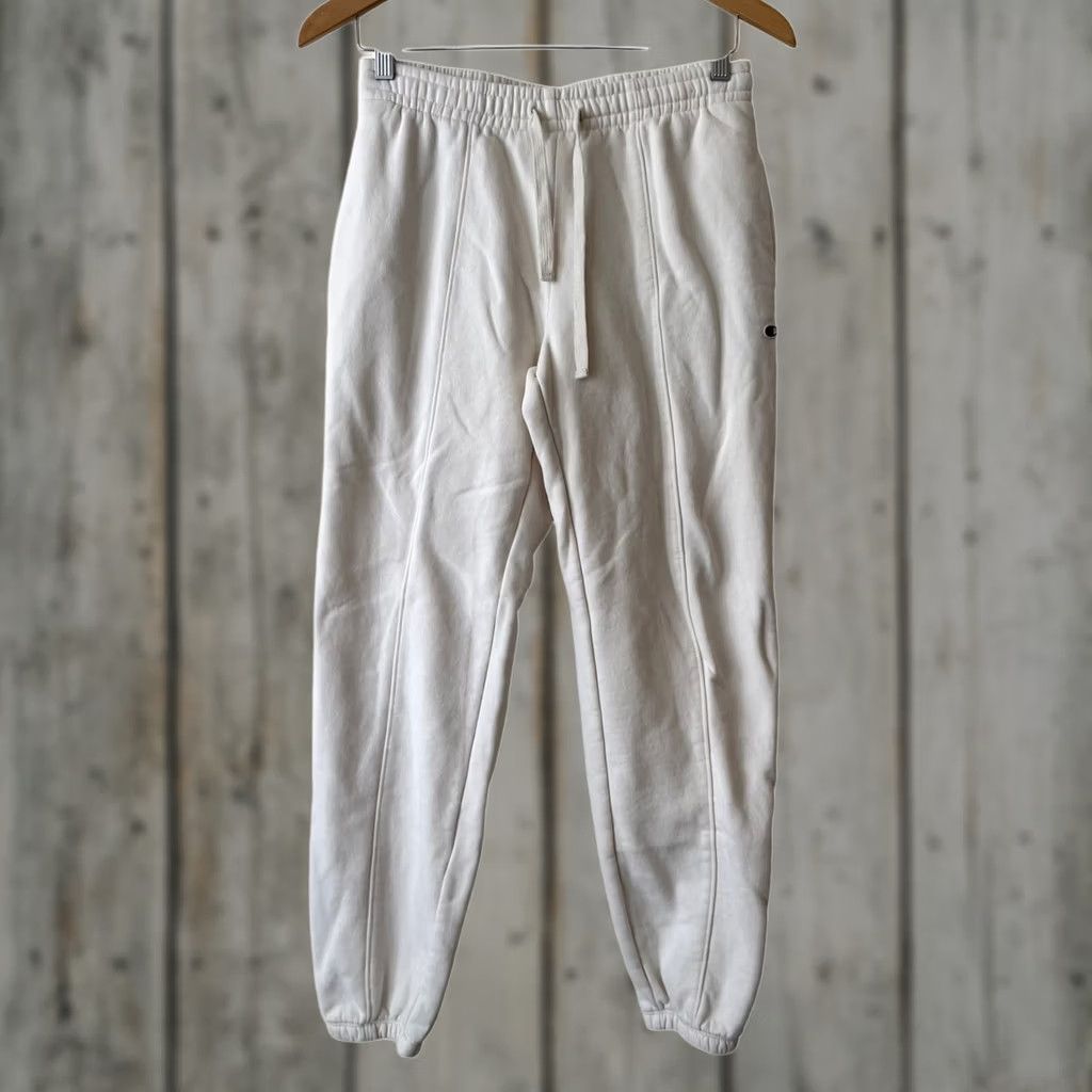 Champion VINTAGE Champion Cream Fleece-lined Drawstring Sweatpants Women XS Size 26" / US 2 / IT 38 - 1 Thumbnail