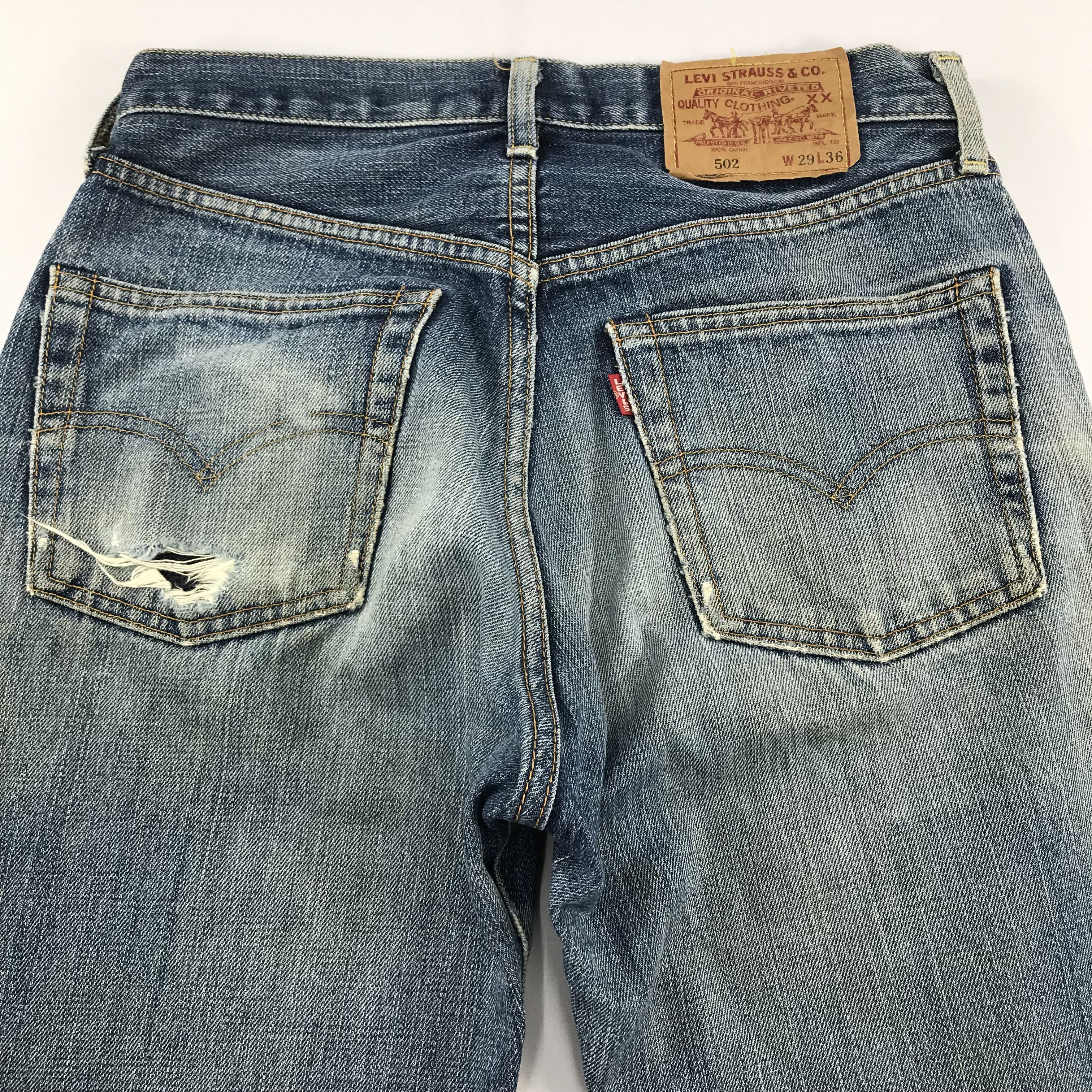 Levi's Vintage Levis 502 Big E Selvedge Jean Distress Denim KJ3469 Size US 29 - 4 Thumbnail