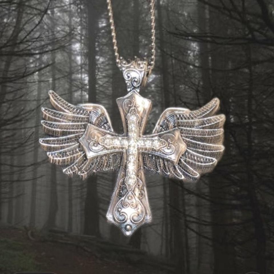 True Religion Y2K cross pendant with wings Grailed