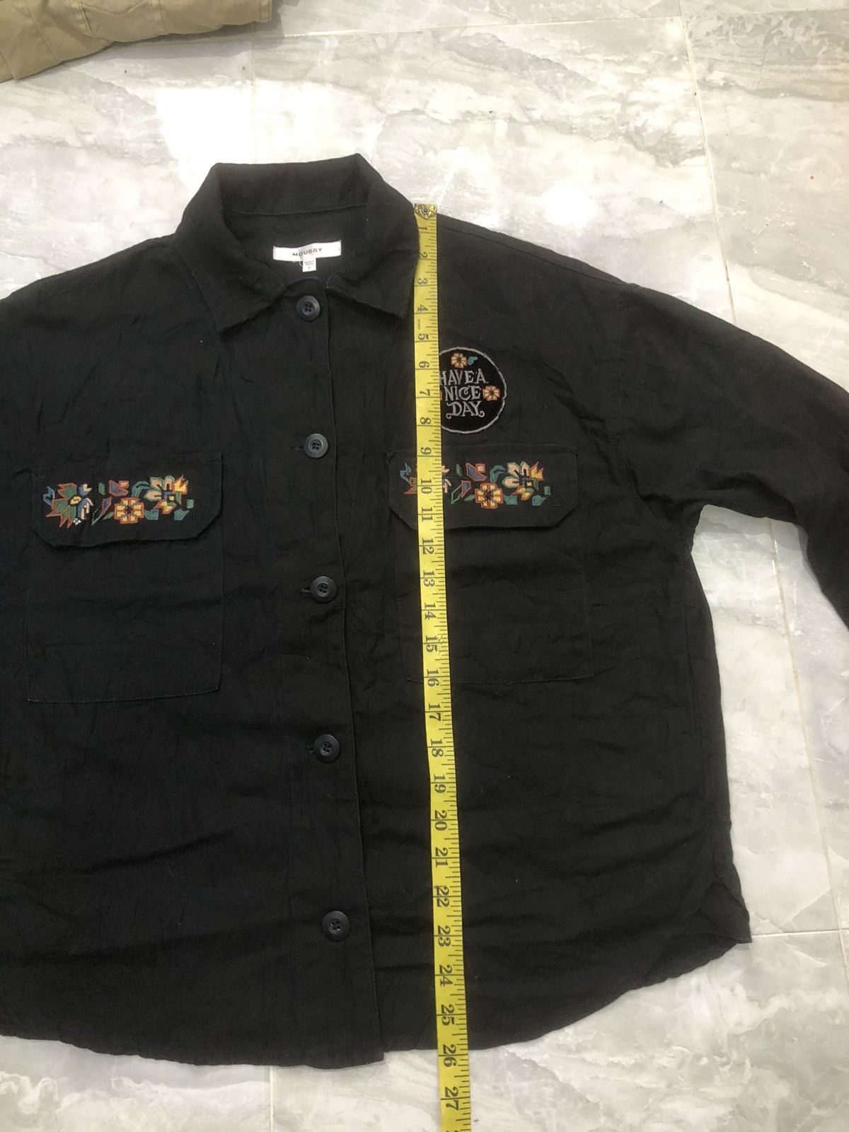 MOUSSY Moussy Black Embroidered Button Up Shirt Size US S / EU 44-46 / 1 - 16 Thumbnail