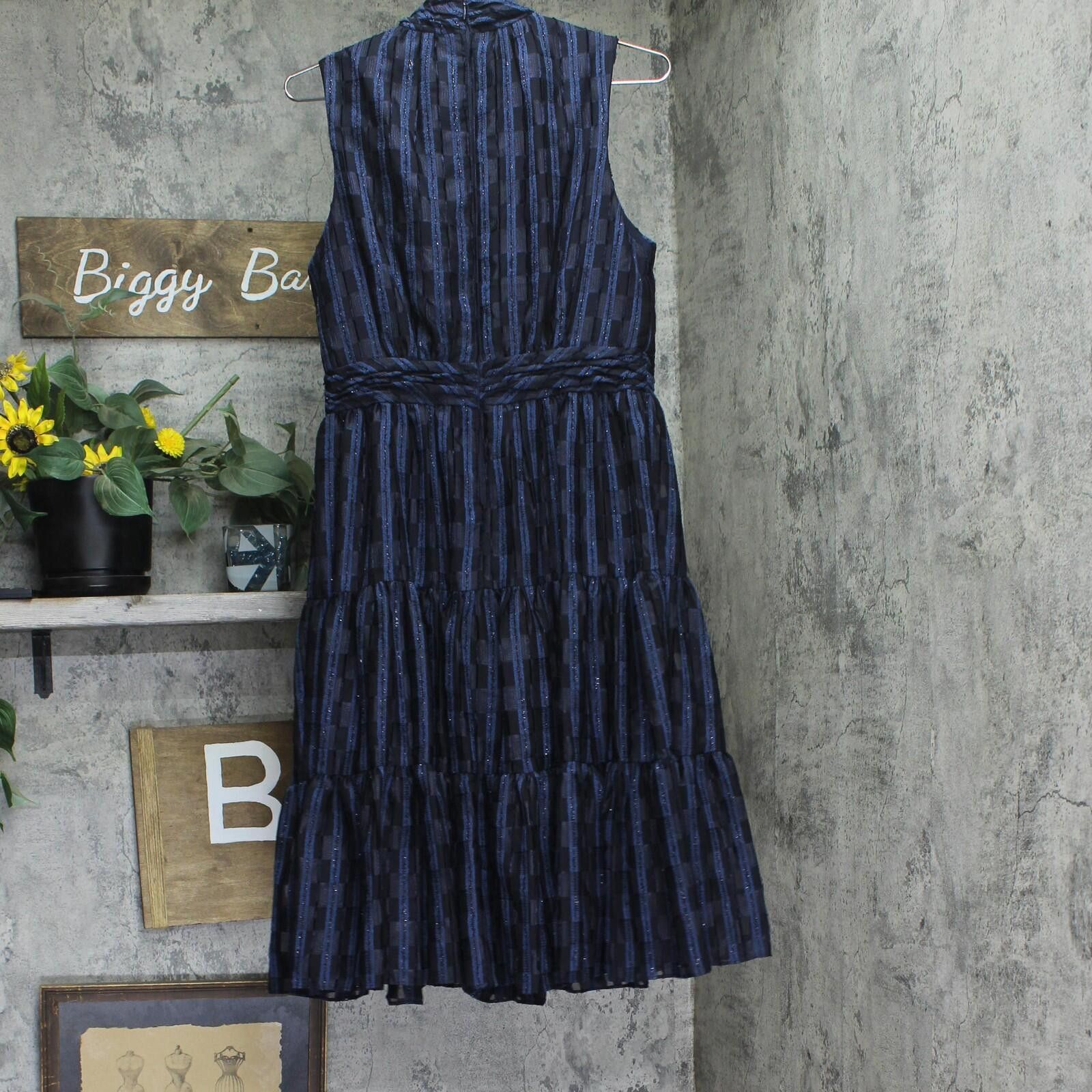 Calvin Klein New Calvin Klein Tiered A-line Midi Dress Indigo Blue 8 Size M / US 6-8 / IT 42-44 - 2 Thumbnail