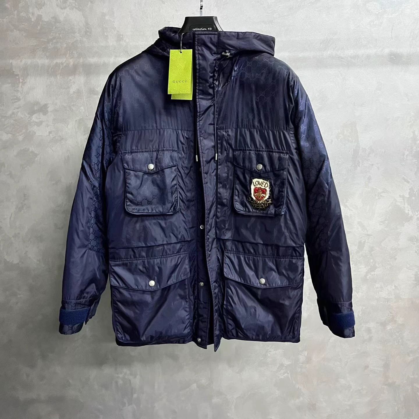 Gucci Gucci navy all-over print hooded down jacket 46 Size US S / EU 44-46 / 1 - 1 Thumbnail