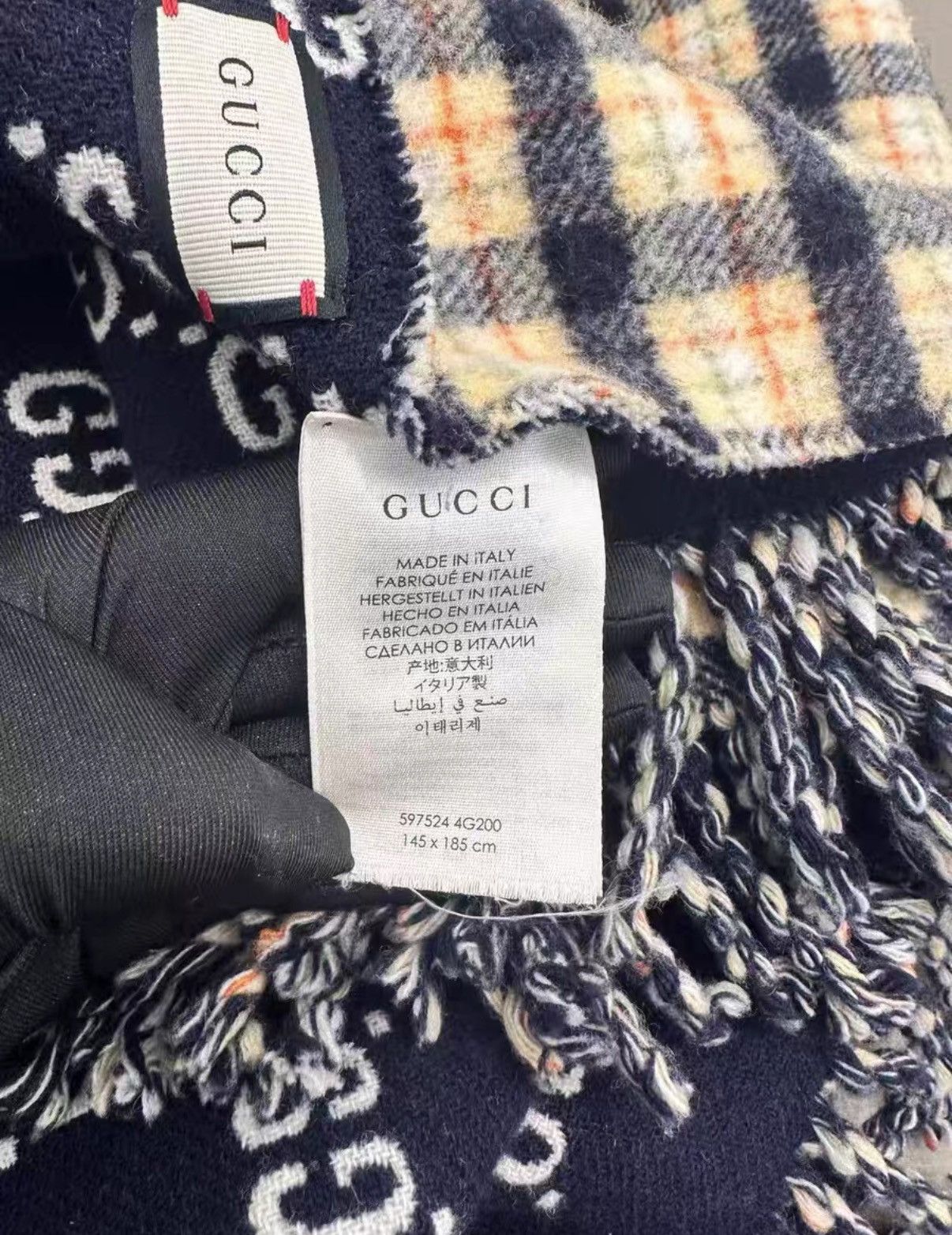 Gucci Gucci wool all-over check reversible shawl J38 Size ONE SIZE - 6 Thumbnail