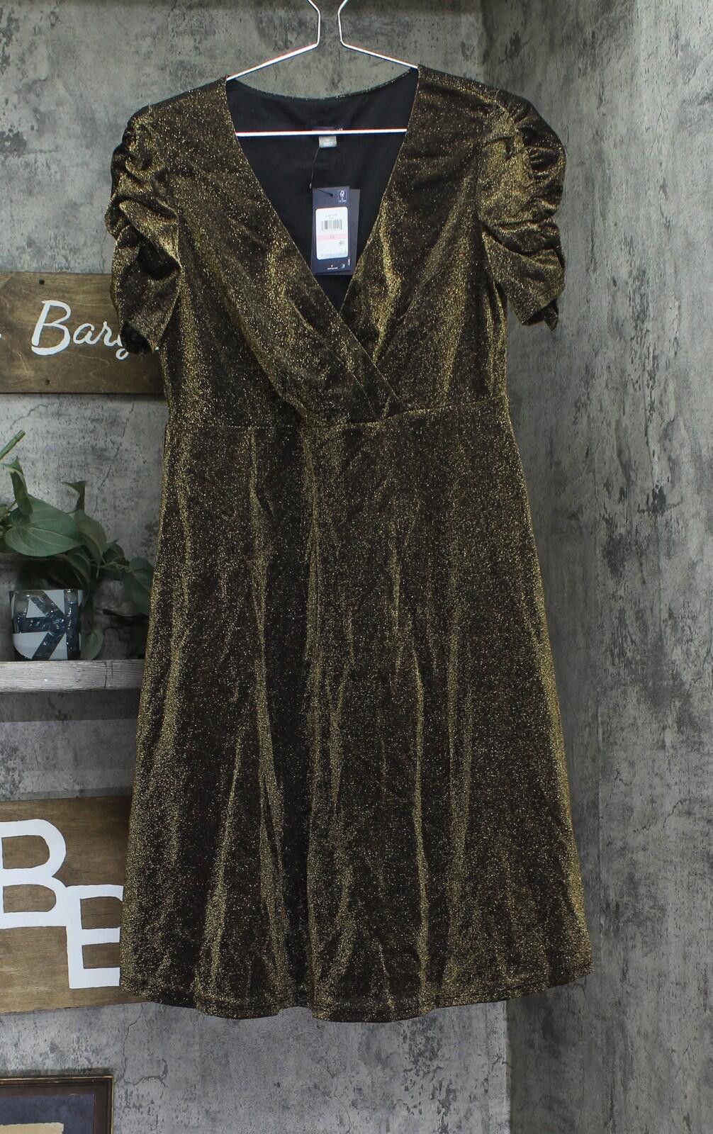Tommy Hilfiger Nwt Tommy Hilfiger V Neck Dress A4ik118e Bronze / Black 10 Size L / US 10 / IT 46 - 1 Thumbnail