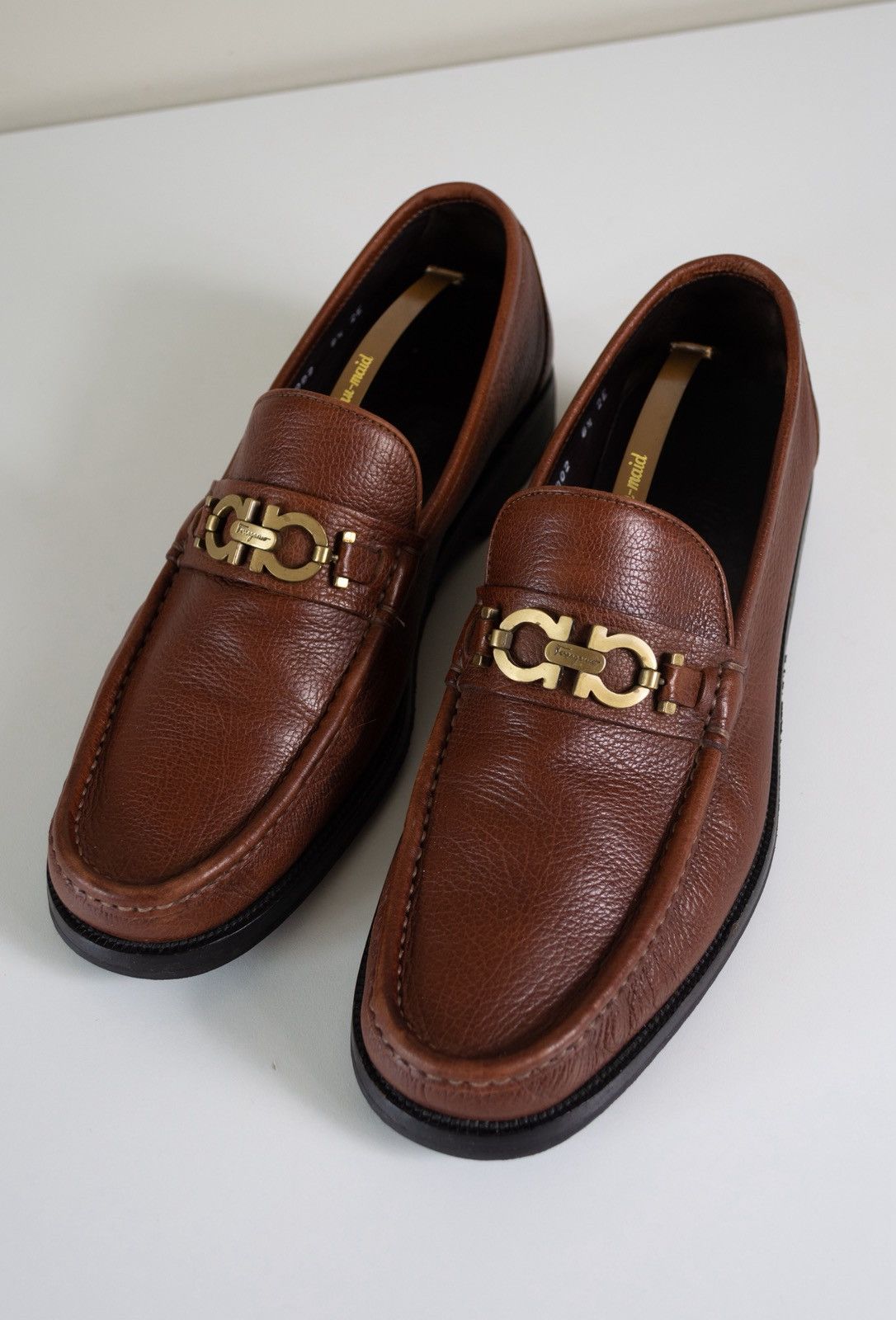 Salvatore Ferragamo Salvatore Ferragamo brown leather loafers shoes gold Size US 8.5 / EU 41-42 - 1 Thumbnail