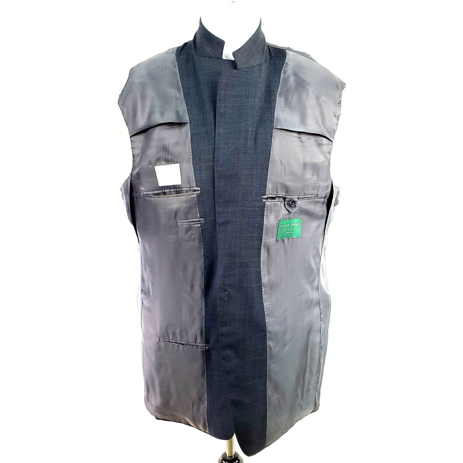 Samuelsohn Samuelsohn 44L 2 Button Glen Plaid Windowpane Gray Wool Supe Size 44L - 11 Thumbnail