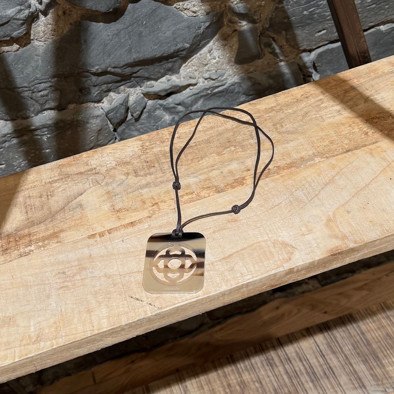 Hermes Hermès Buffalo Horn & Lacquer Pendant Cord Necklace Size ONE SIZE - 1 Thumbnail