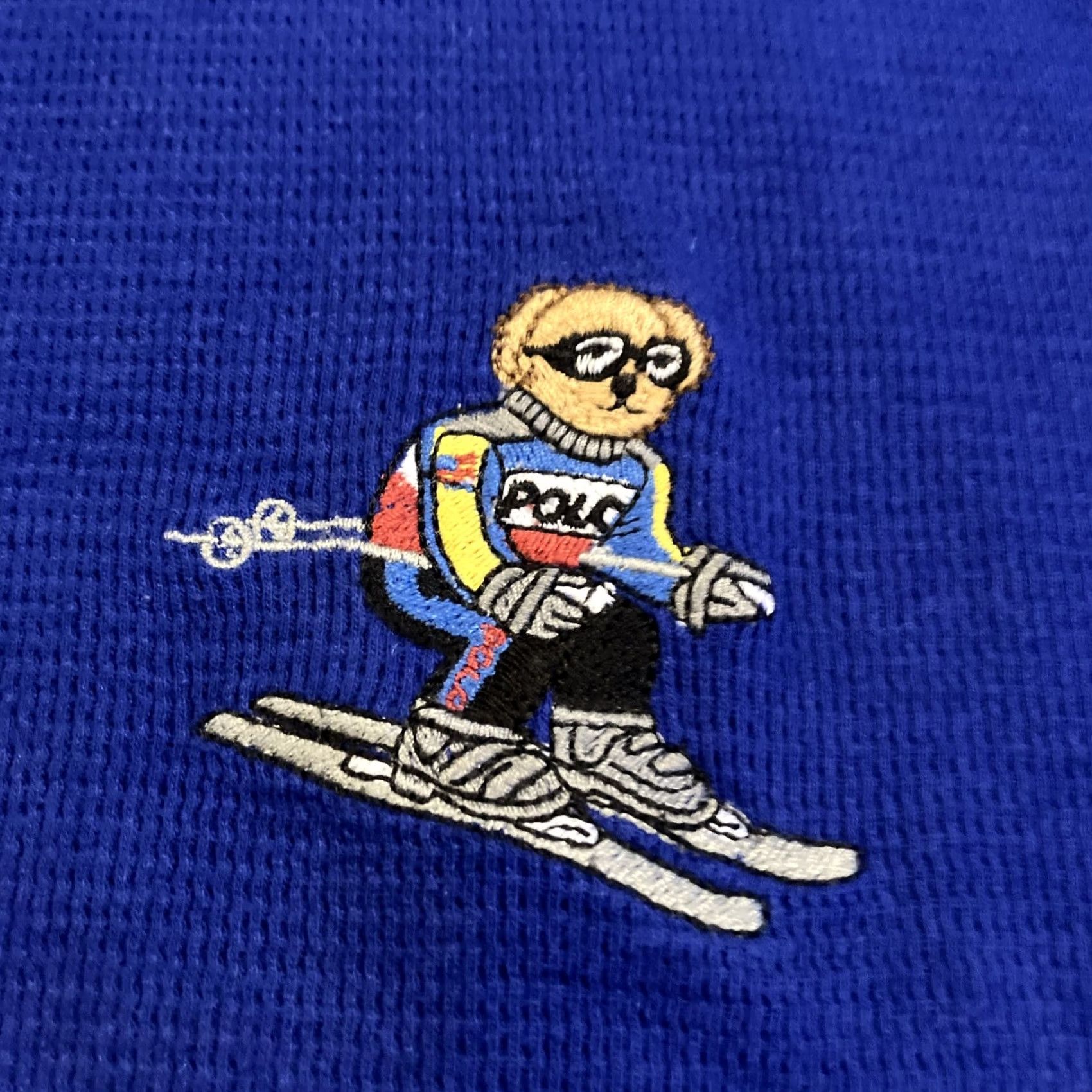 Ralph Lauren Polo Ralph Lauren - Long Sleeve Thermal Shirt - Embroidered Bear - Blue - L - Cotton Blend - Knit - Regular Fit - T-Shirt - Men Size US L / EU 52-54 / 3 - 2 Thumbnail