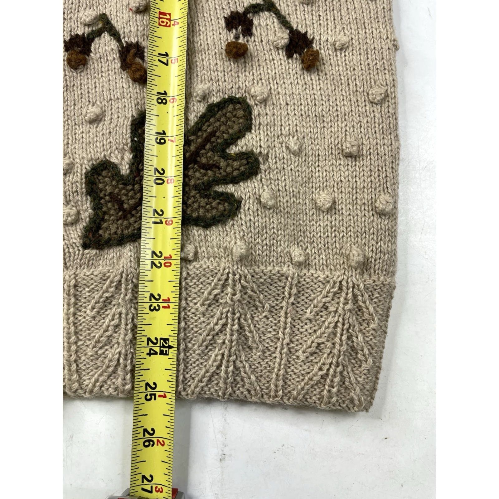 Vintage VINTAGE Woolies Handknits Wool Beig e Fall Leaves Sweater Cardigan M 1990s Thanksgiving Look Mens Women? Size M / US 6-8 / IT 42-44 - 7 Thumbnail