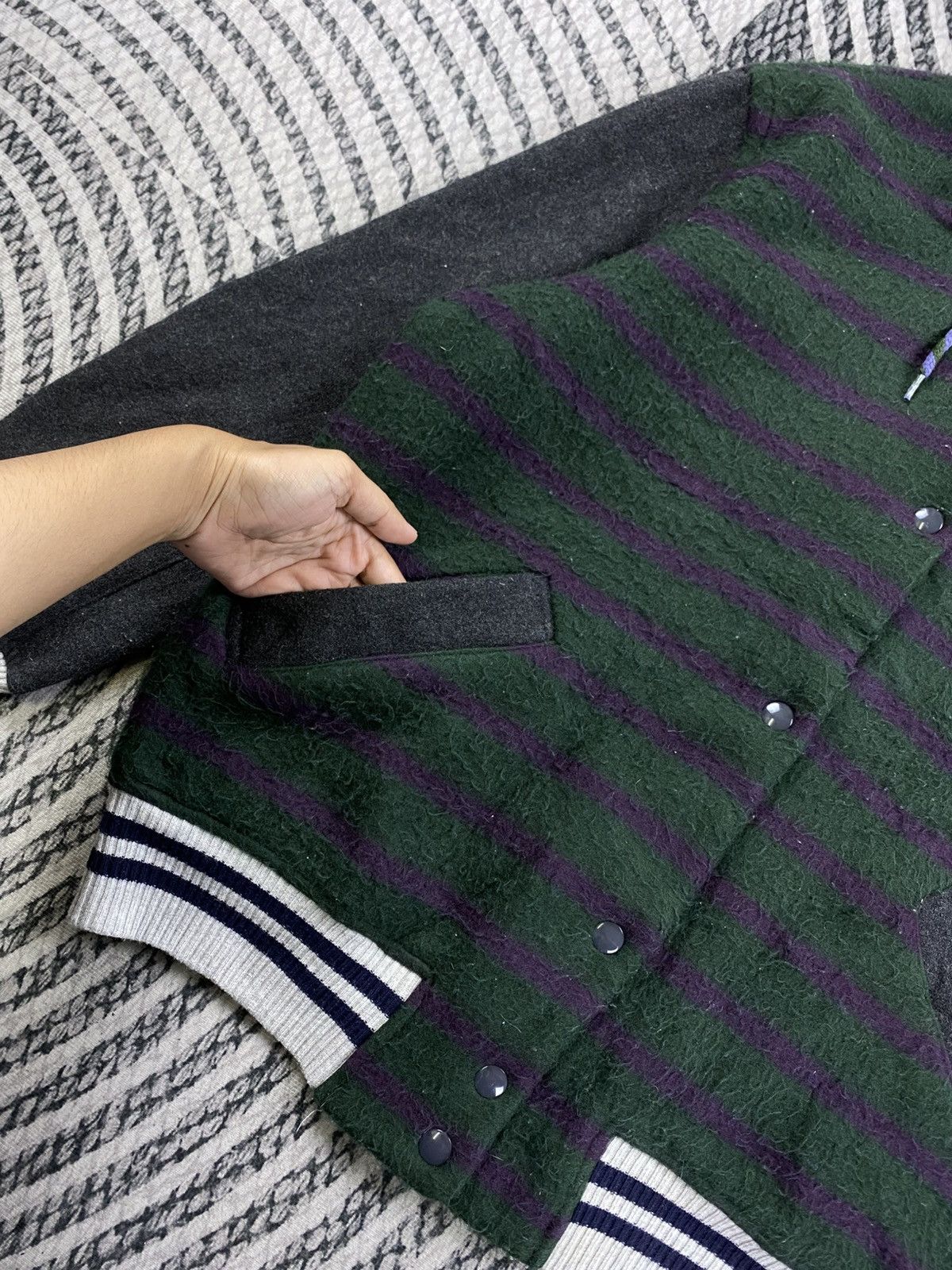 mercibeaucoup Vintage Mercibeaucoup Striped Wool Hooded Jacket Size US L / EU 52-54 / 3 - 6 Thumbnail