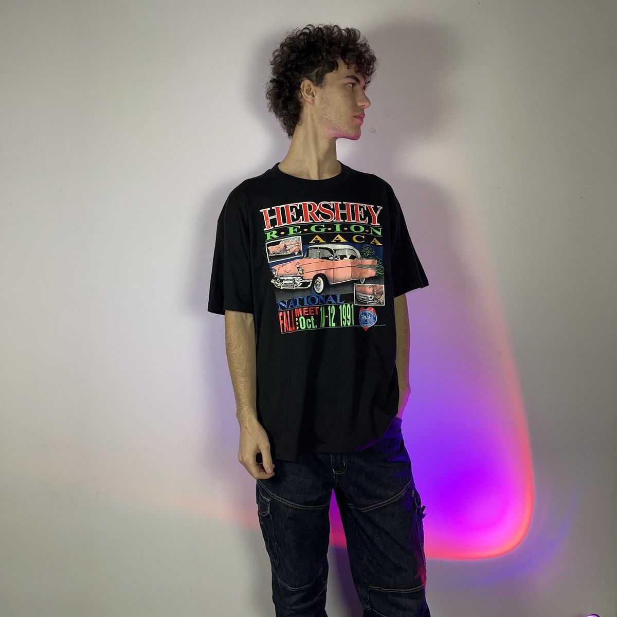 Jerzees × Vintage Jerzees Hershey Region AACA Vintage Car Printed Black Tee Size US XXL / EU 58 / 5 - 7 Thumbnail