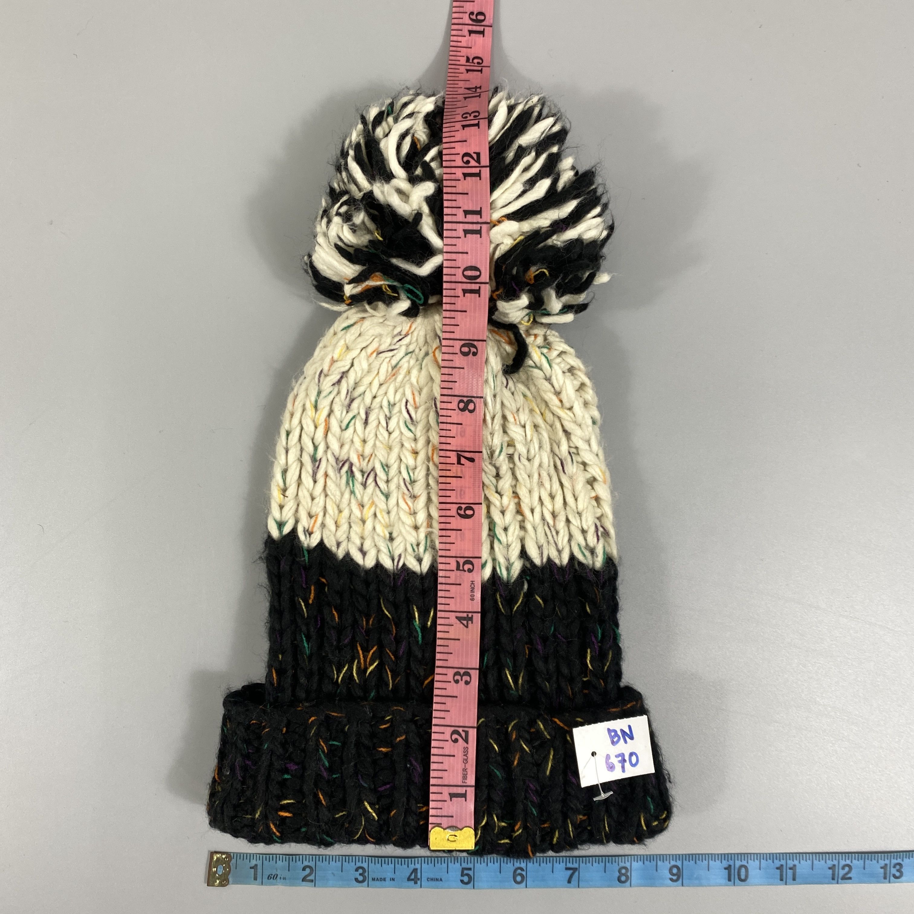 Japanese Brand Black White Mix Sprinkle Pom Pom Beanie -BN670 Size ONE SIZE - 5 Thumbnail