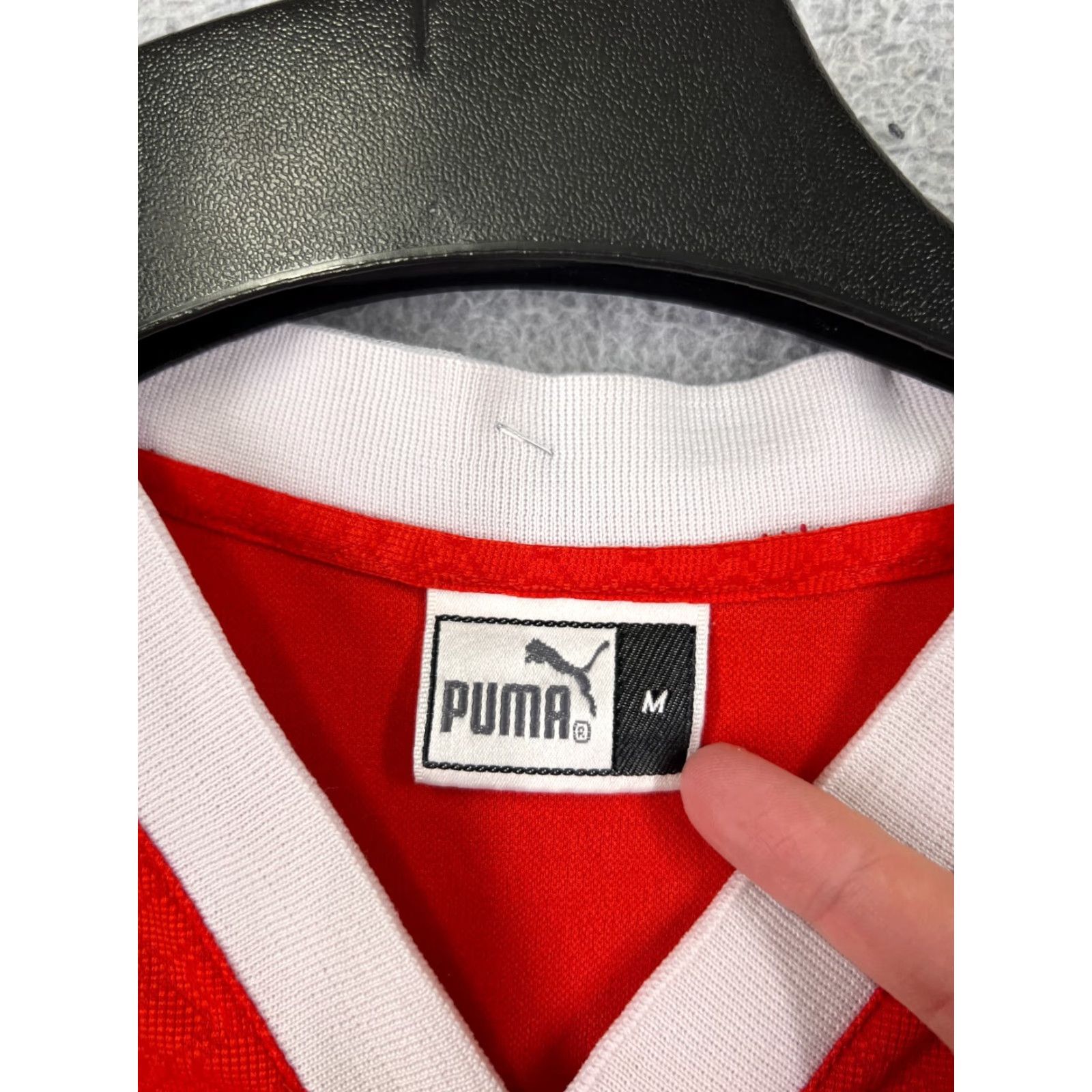 Puma PUMA Soccer Jersey Adult Medium Red White V-Neck Short Sleeve Polyester #1 Size US M / EU 48-50 / 2 - 3 Thumbnail
