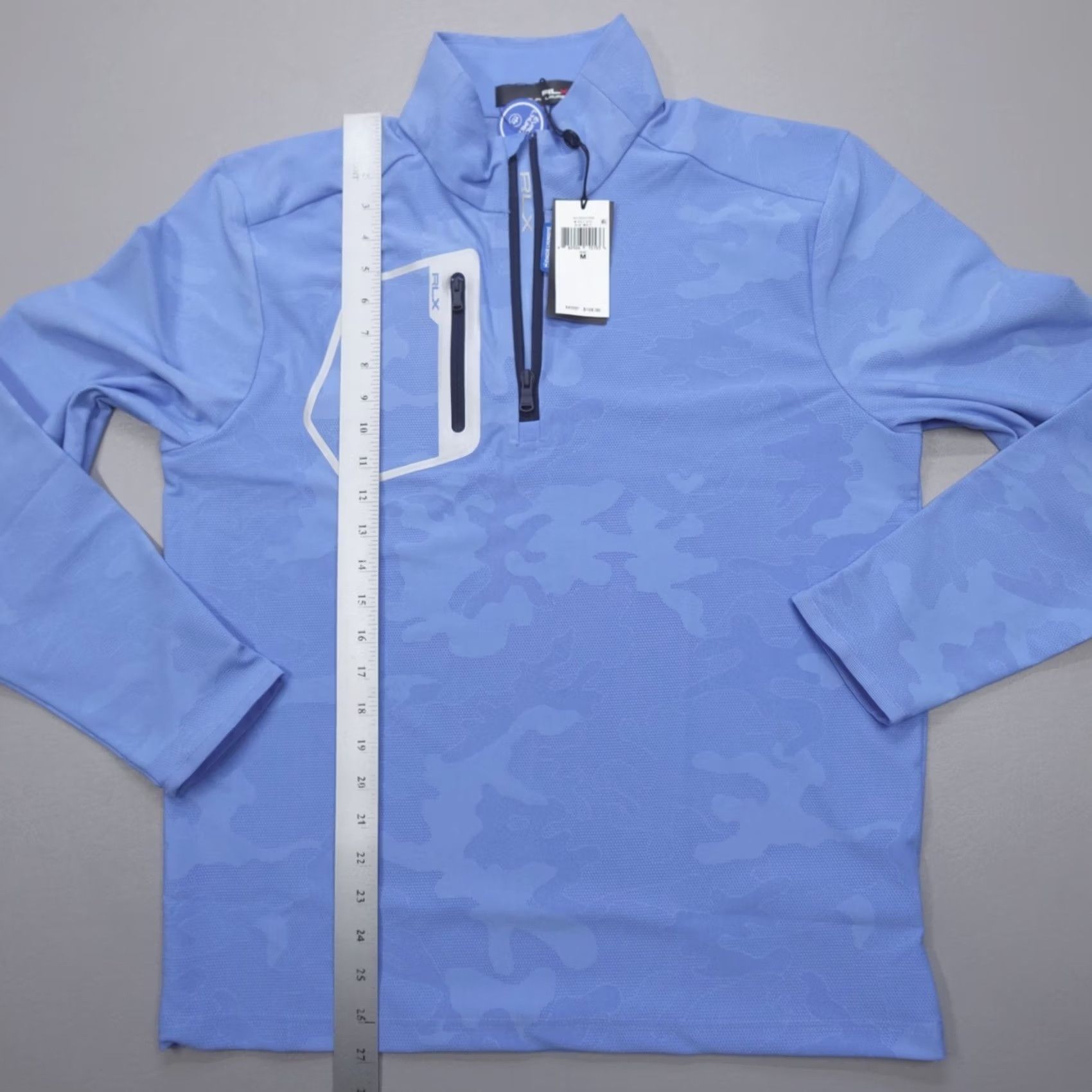 RLX Ralph Lauren RLX Ralph Lauren Golf 1/4 Zip Pullover Camo Jacquard Blue Wicking Men's Size M Size US M / EU 48-50 / 2 - 6 Thumbnail