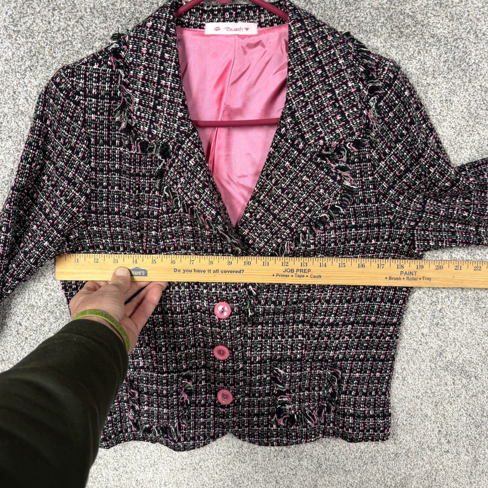 Vintage VINTAGE Blush Skirt Suit Set 11/12 Pink Tweed Coquette Academia Preppy 90s Ladies Womens Girls Teens Fashion Size 32" / US 10 / IT 46 - 7 Thumbnail