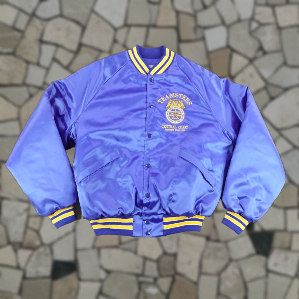 Vintage Vintage Teamsters Jacket Mens Large Blue Satin Quilted Central Coast Bomber Coat Size US L / EU 52-54 / 3 - 1 Thumbnail