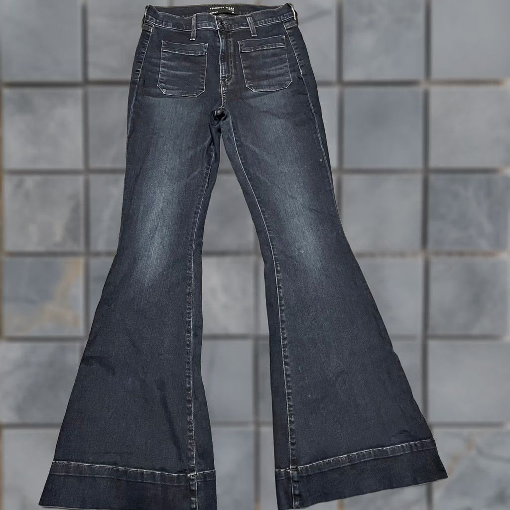 Veronica Beard Veronica Beard Jeans Womens 29 Sheridan High Rise Exaggerated Flare USA Jeans Women 29 Flared Blue Slim Regular 30x35 Size 29" - 1 Thumbnail